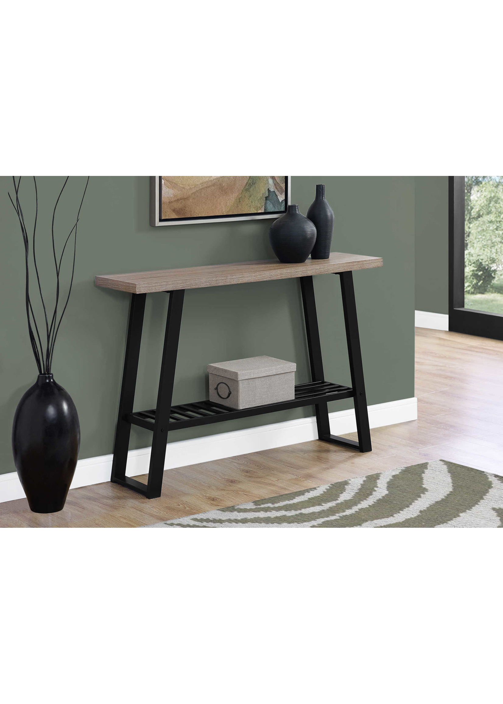 ACCENT TABLE  HALL CONSOLE, TAUPE/BLACK