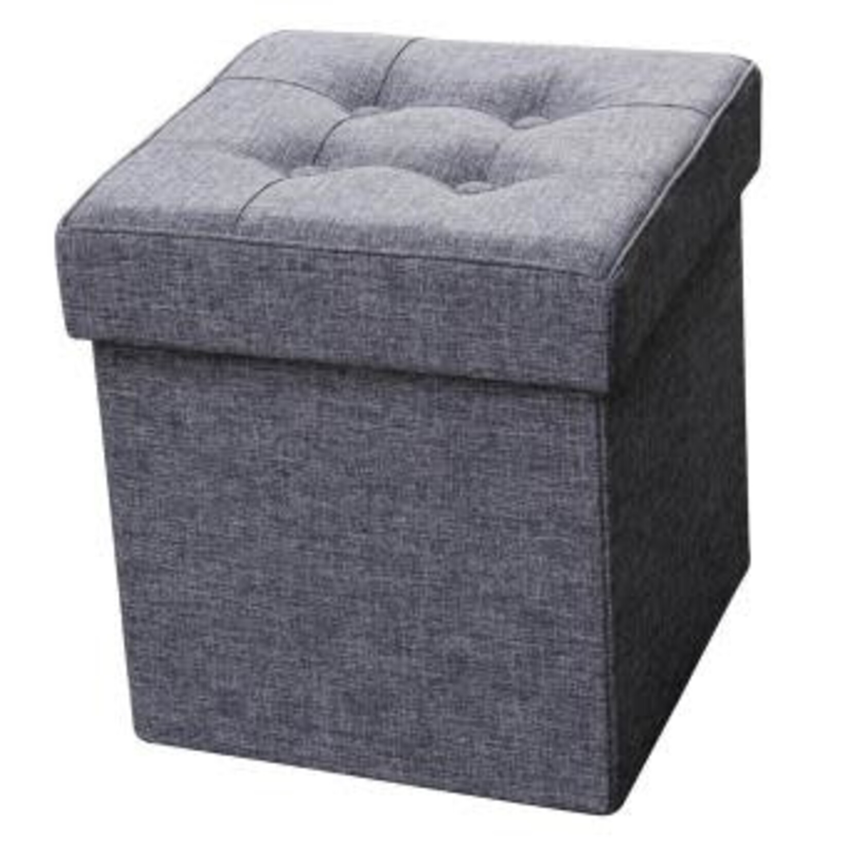ITY INTERNATIONAL Grey Square Folding Fabric Storage Ottoman