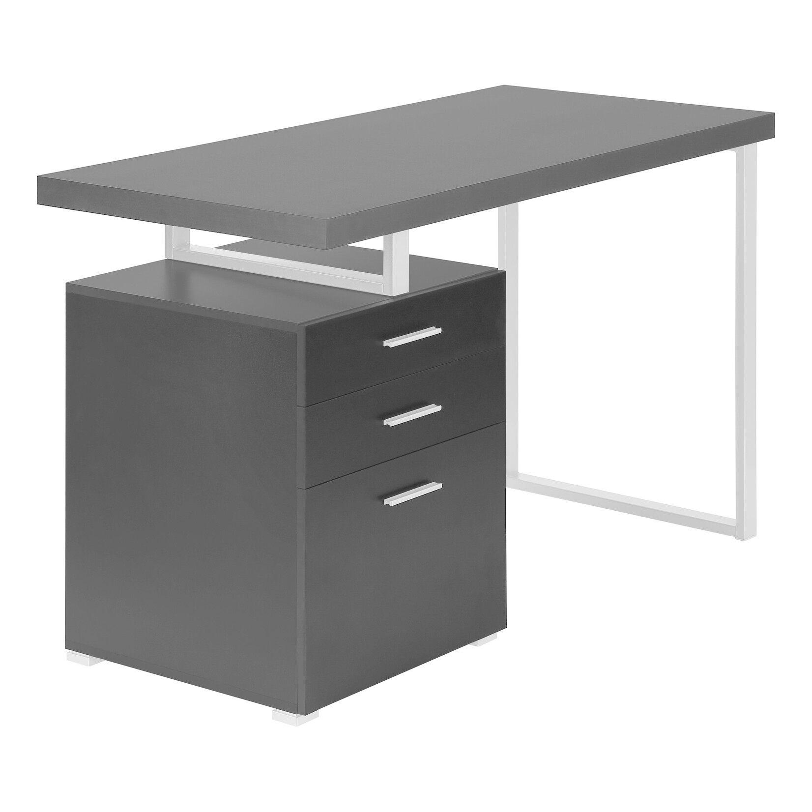 COMPUTER DESK - 48"L / BLACK / SILVER METAL / L/R FACE