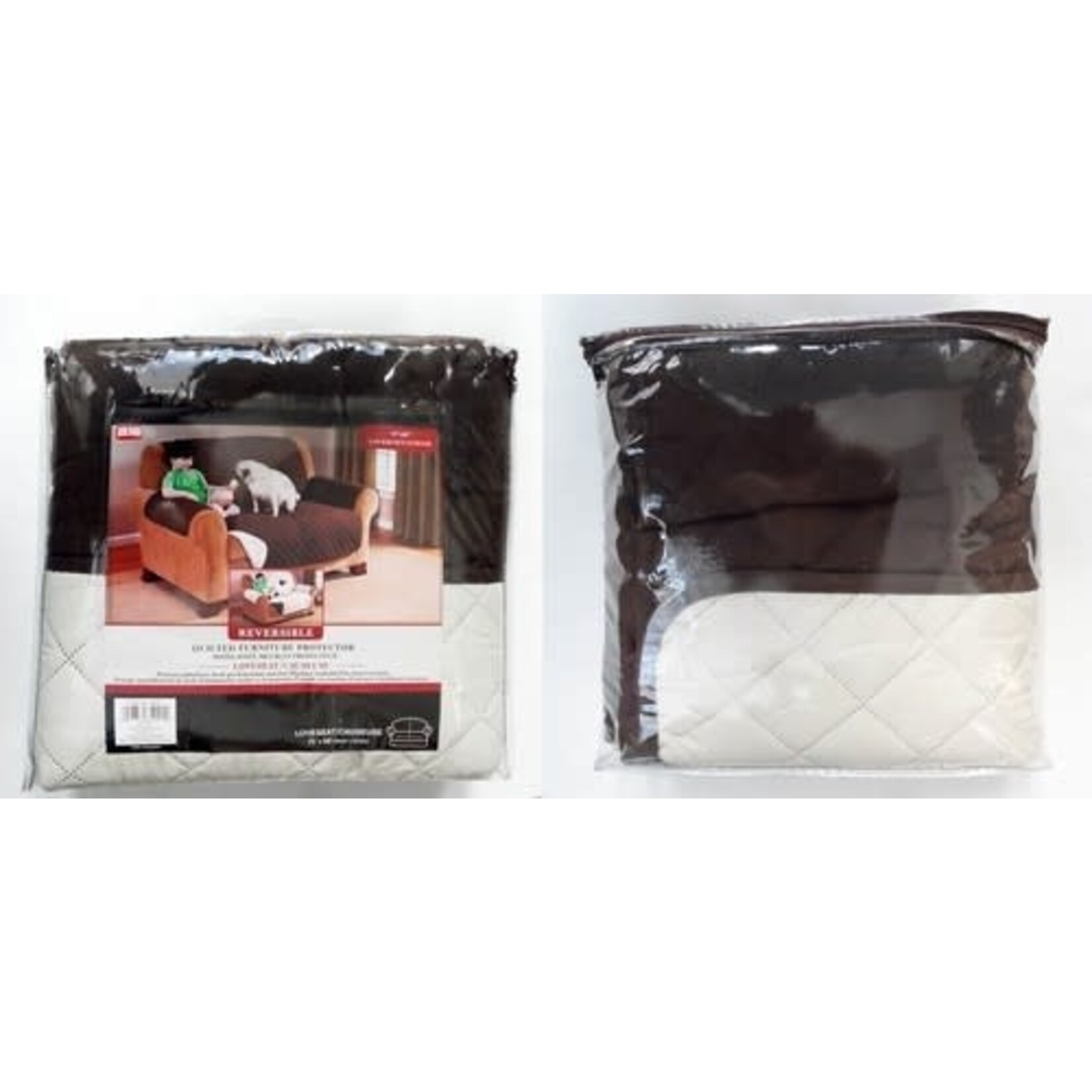 Loveseat Cover Reversible Brown/Tan