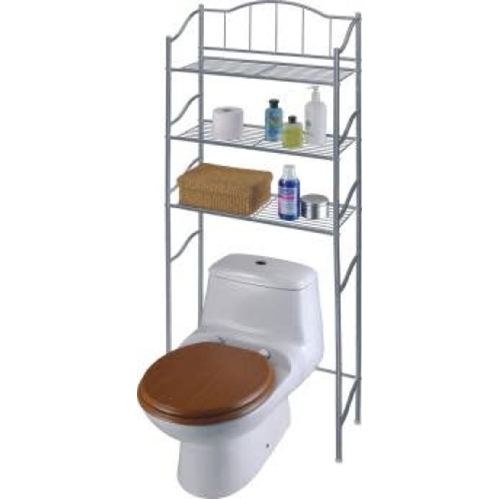 ITY INTERNATIONAL Nola Home Over The Toilet Storage Shelf, 3-Tier Space Saver, Silver