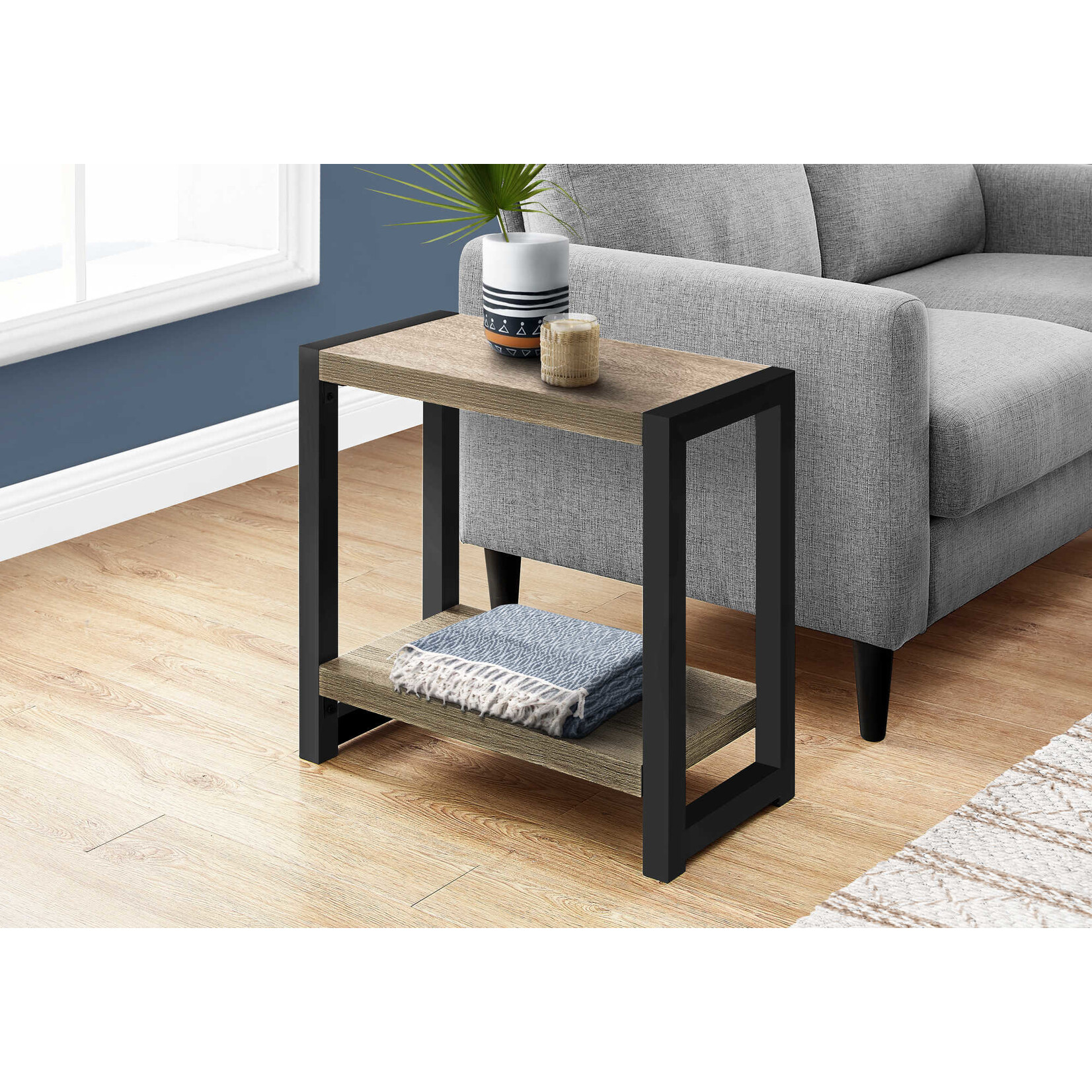 TABLE D'APPOINT MÉTAL NOIR TAUPE FONCÉ