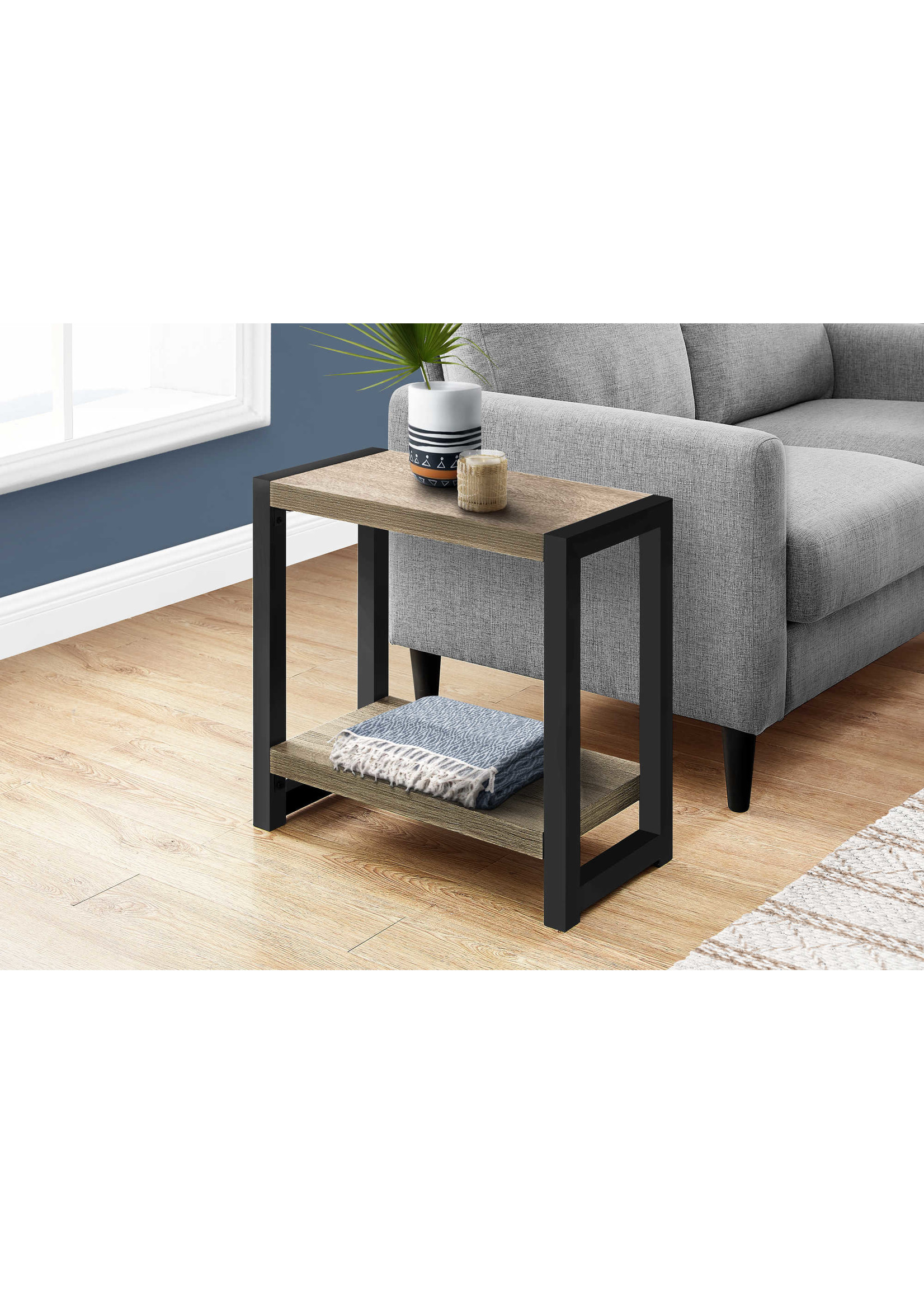 ACCENT TABLE DARK TAUPE BLACK METAL