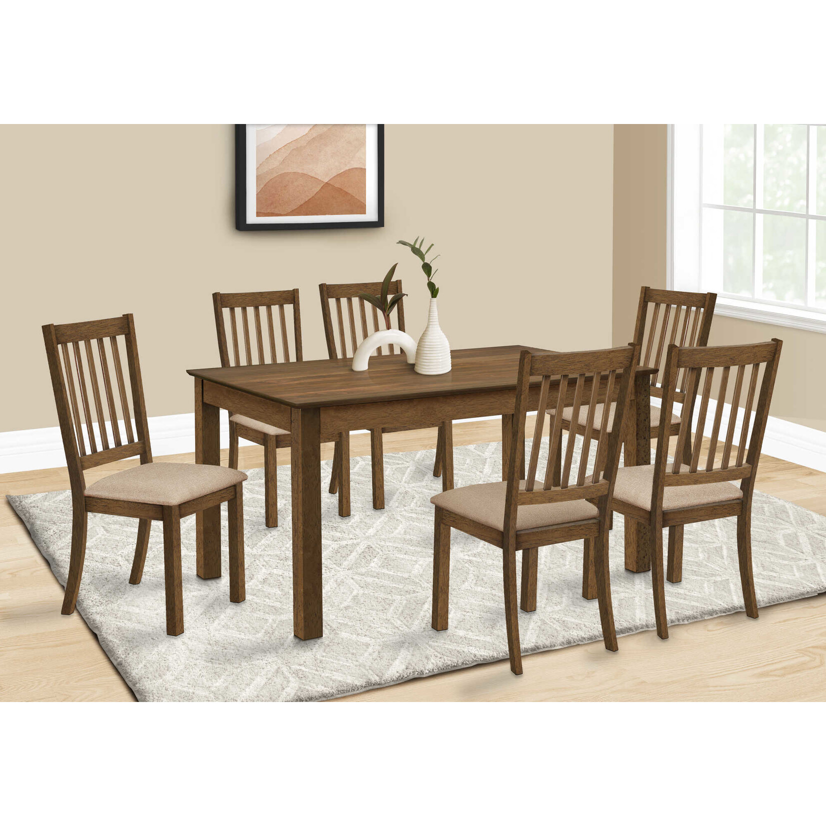 TABLE A MANGER - 36"X 60" / BOIS PLAQUE NOYER BRUN