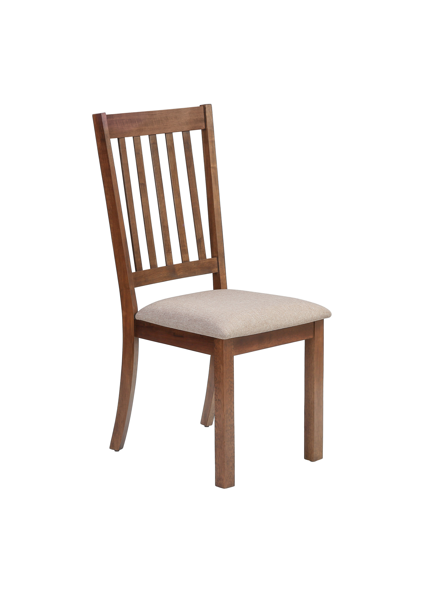 1 x DINING CHAIR BEIGE FABRIC WALNUT GRAIN FINISH H40IN