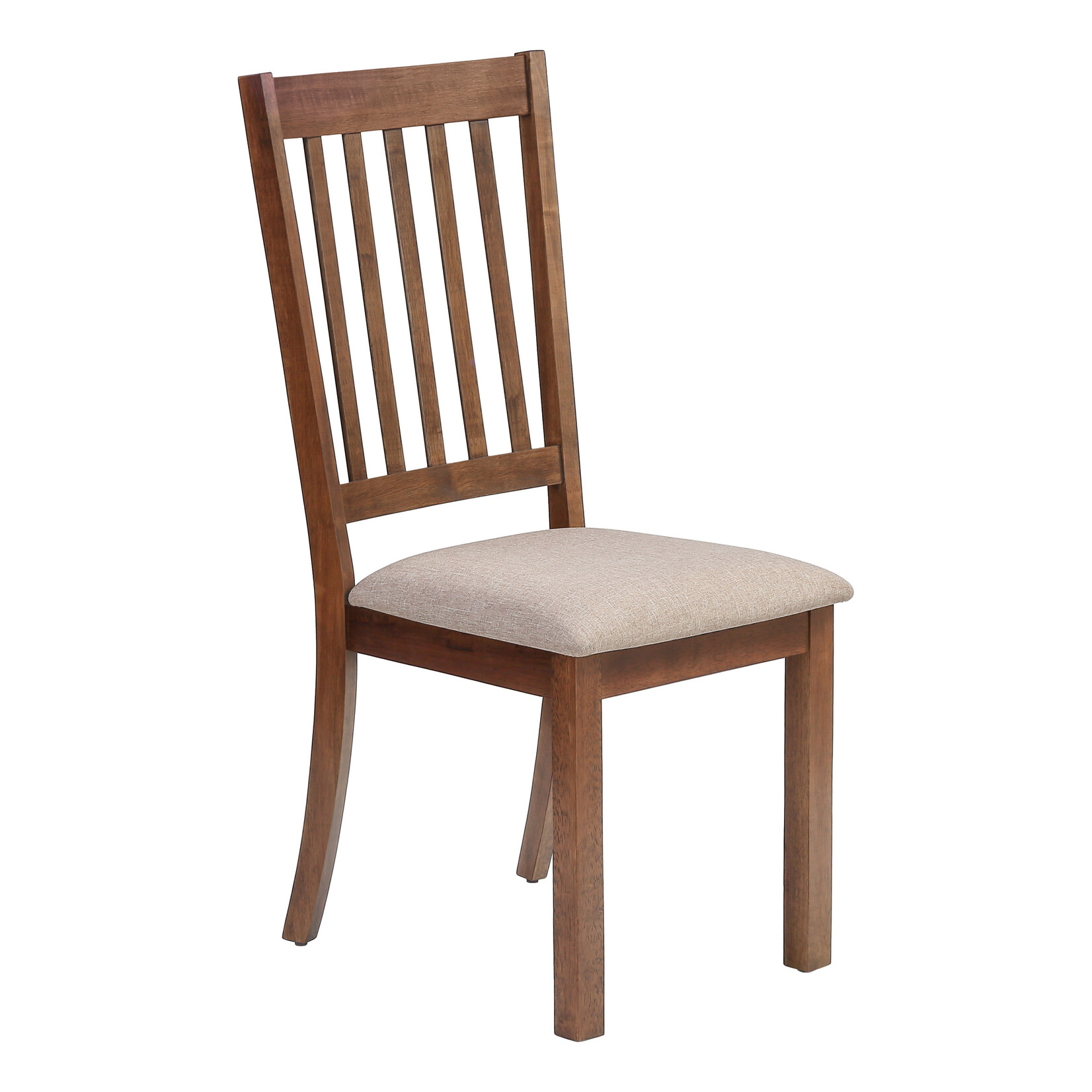 1 x DINING CHAIR BEIGE FABRIC WALNUT GRAIN FINISH H40IN