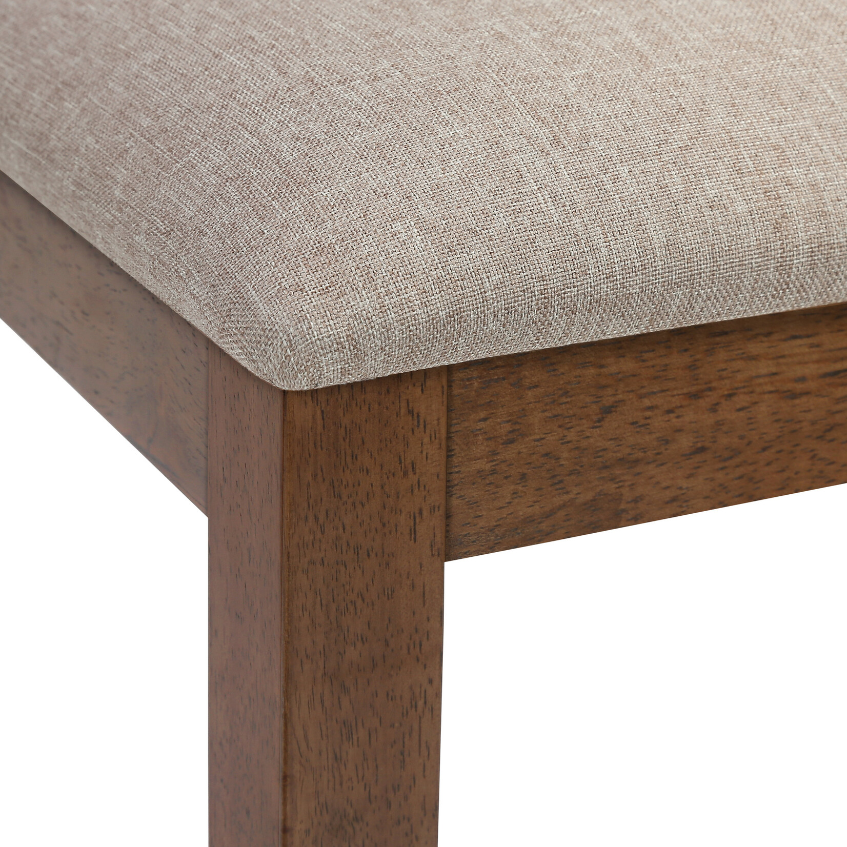 1 x DINING CHAIR BEIGE FABRIC WALNUT GRAIN FINISH H40IN