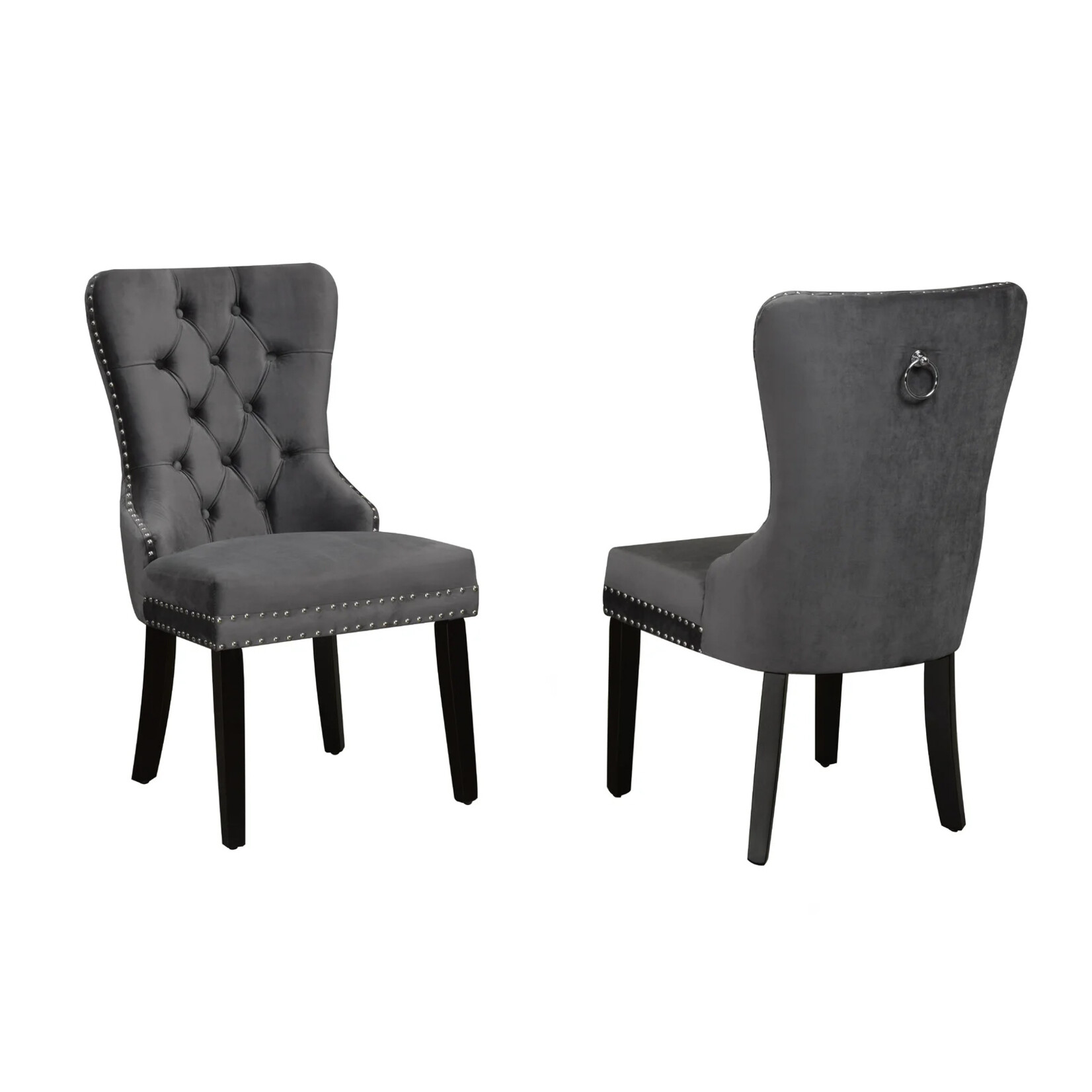 Chaise d'appoint capitonnée en velours, Gris