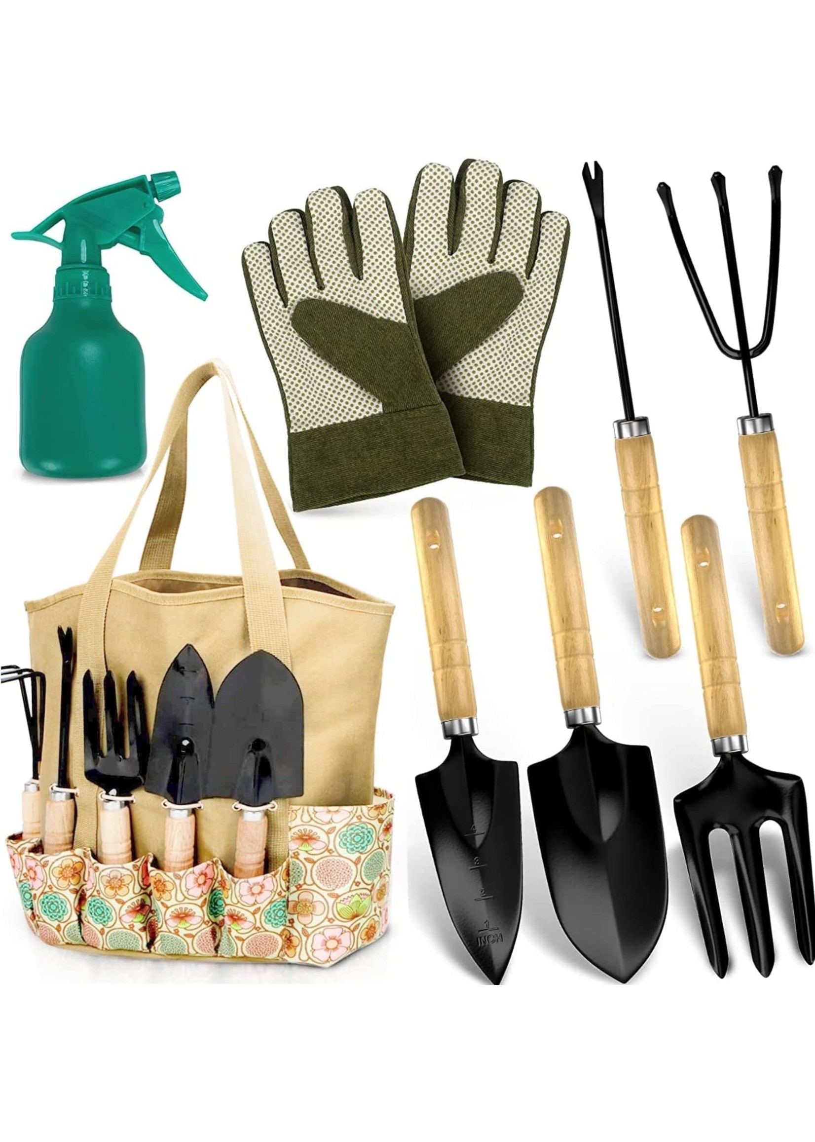 TIA MARIA Scuddles - Garden Tools Set - 8 Piece Gardening Tools with Storage Organizer,