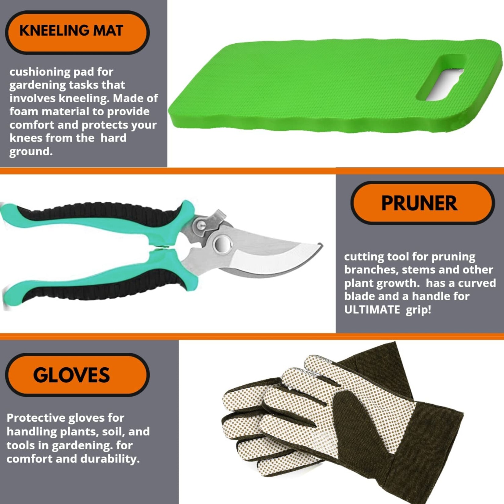 TIA MARIA Scuddles -Ensemble d'Outils à main de Jardinage, 10 Pieces Noir/Vert