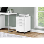FILING CABINET 3-DRAWER ON WHEELS, WHITE