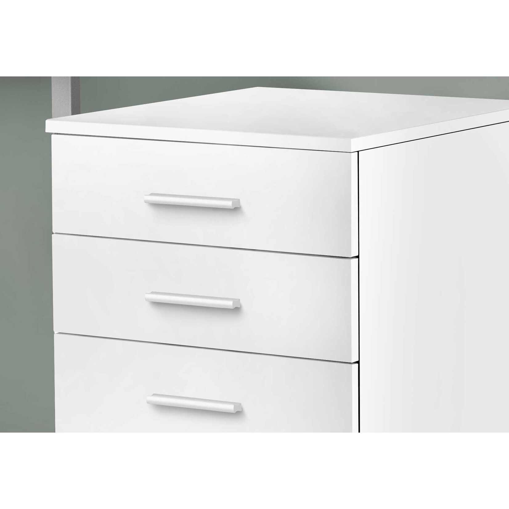 FILING CABINET 3-DRAWER ON WHEELS, WHITE