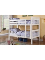 TWIN / TWIN WOOD BUNK BED, WHITE