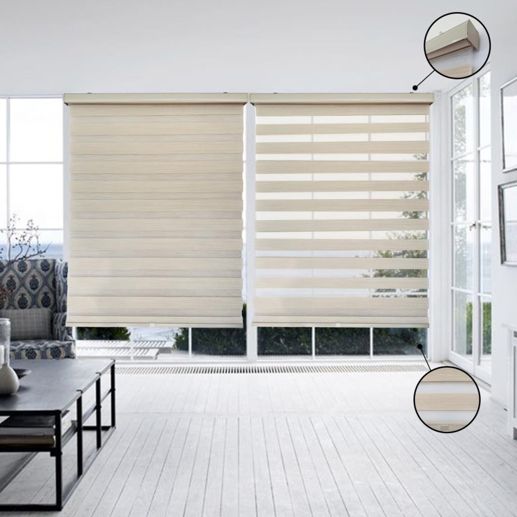 ITY INTERNATIONAL Olivia Stone Zebra Cordless Blinds, Beige