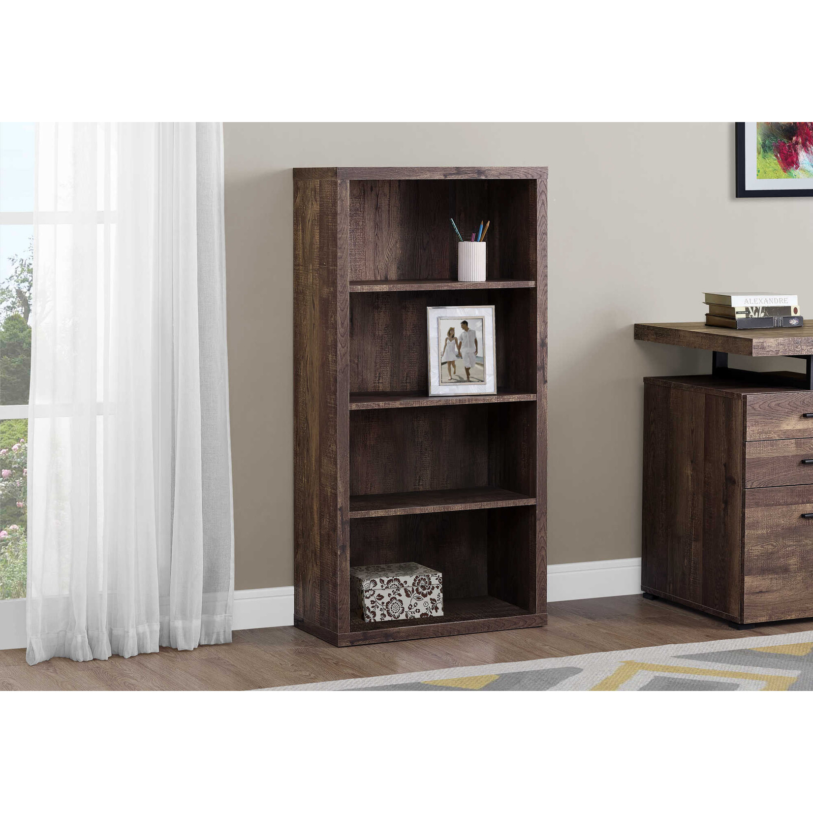 BOOKCASE 48"H BROWN RECLAIMED WOOD LOOK