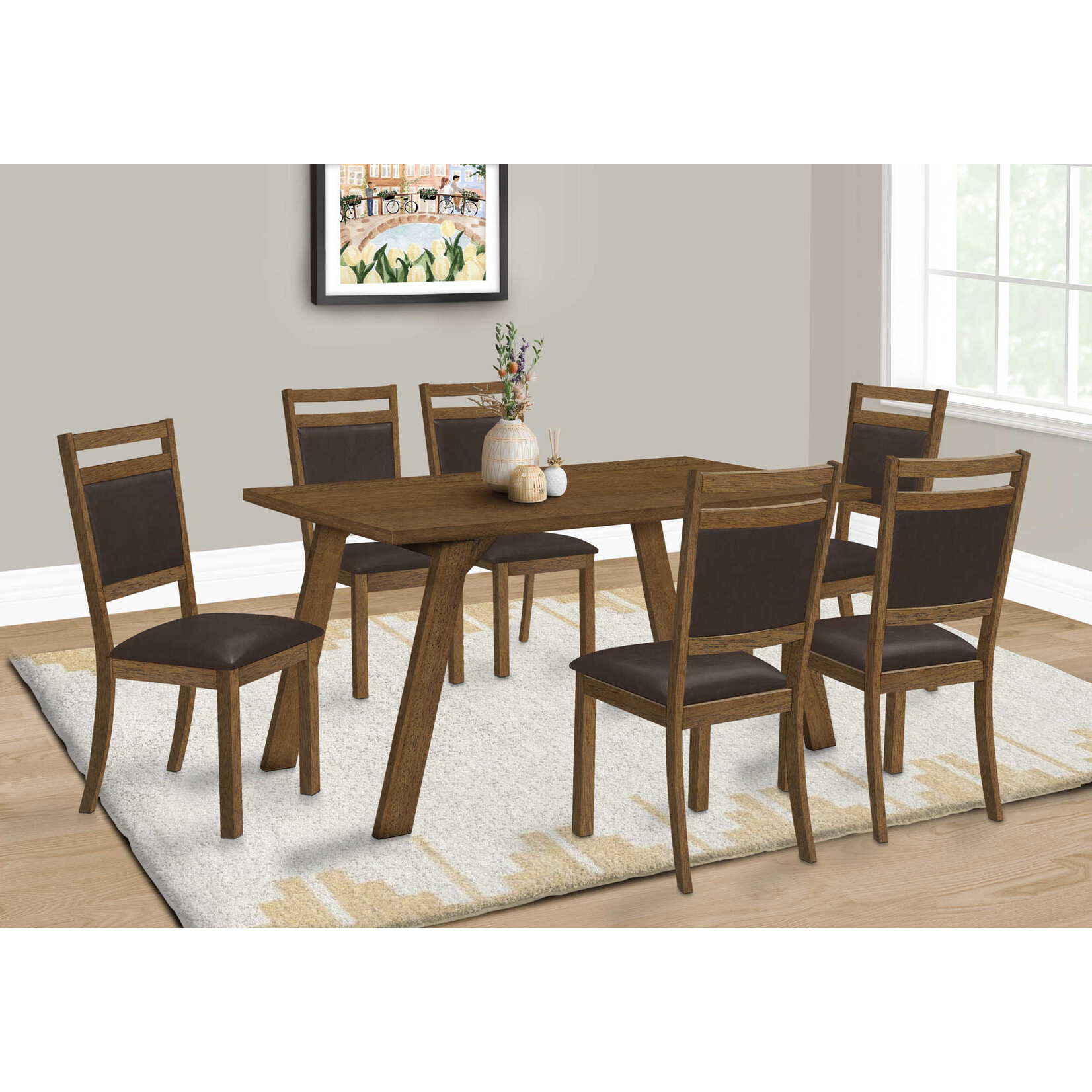 MONARCH I1315 DINING TABLE - BROWN WALNUT VENEER  36X60IN /  91x152CM