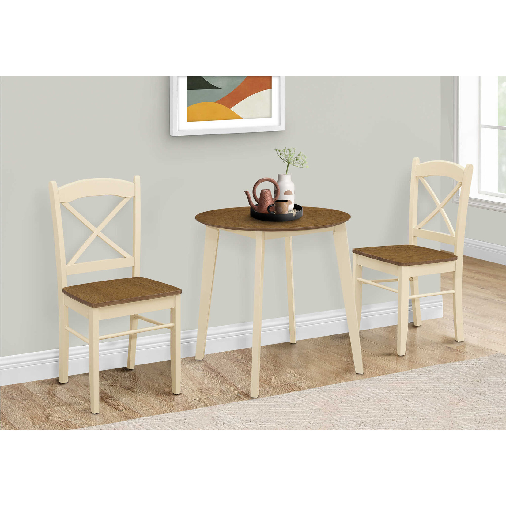 DINING TABLE - 30"DIA / CREAM / OAK VENEER TOP