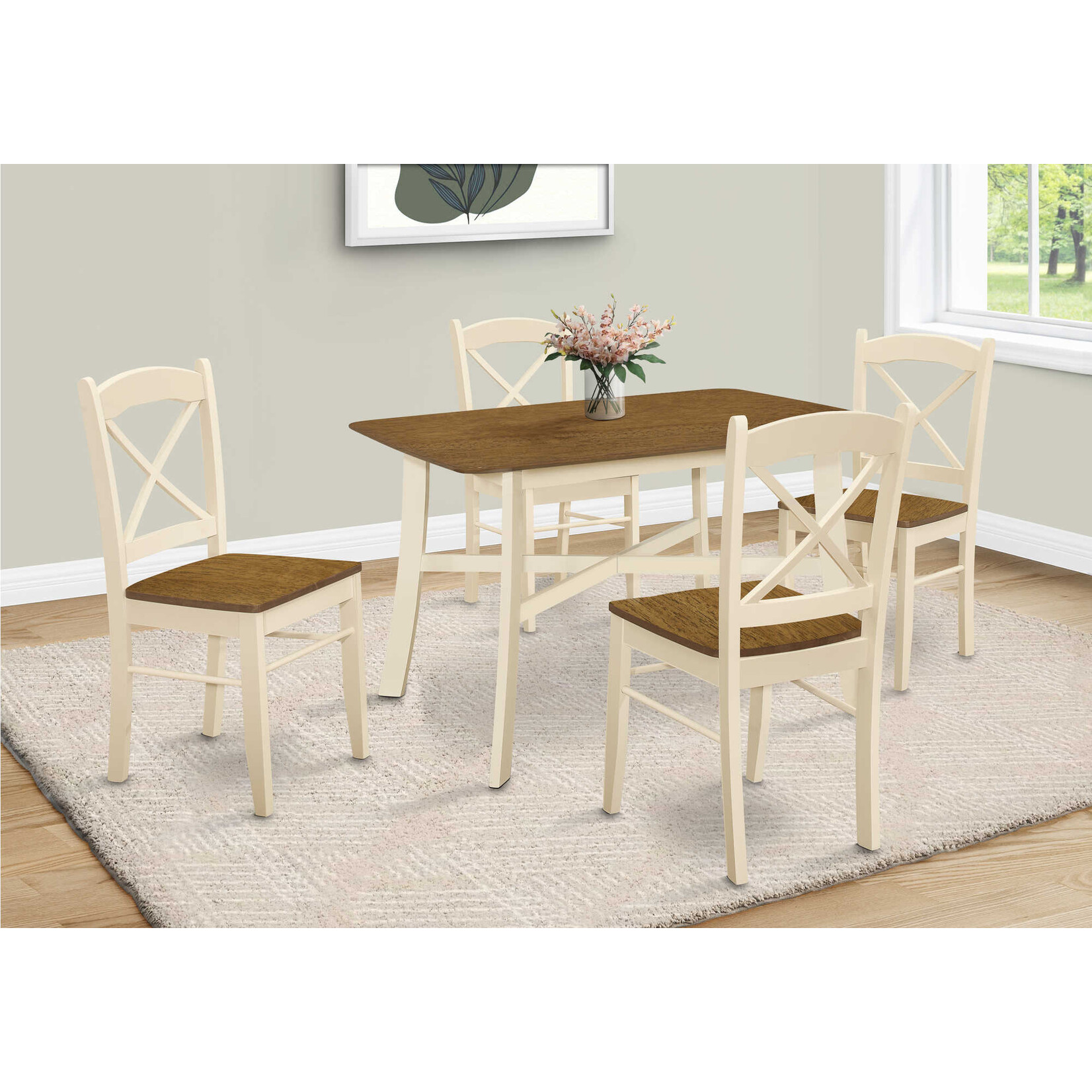 TABLE A MANGER - 36"X 48" / CREME / BOIS PLAQUE CHENE