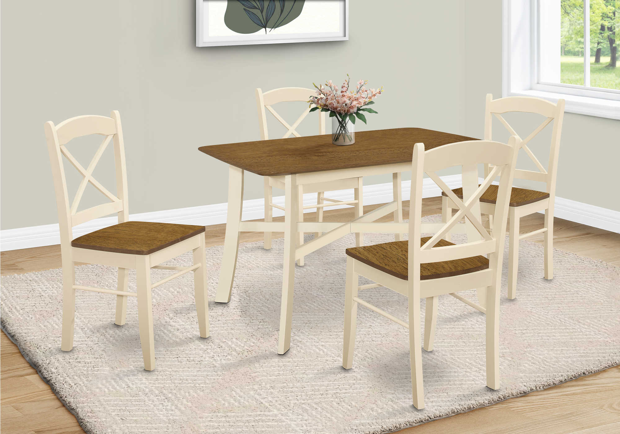 DINING TABLE - 36"X 48" / CREAM / OAK VENEER TOP - MAISON CAPLAN
