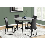 DINING TABLE - 48"DIA/ GREY RECLAIMED WOOD / BLACK METAL