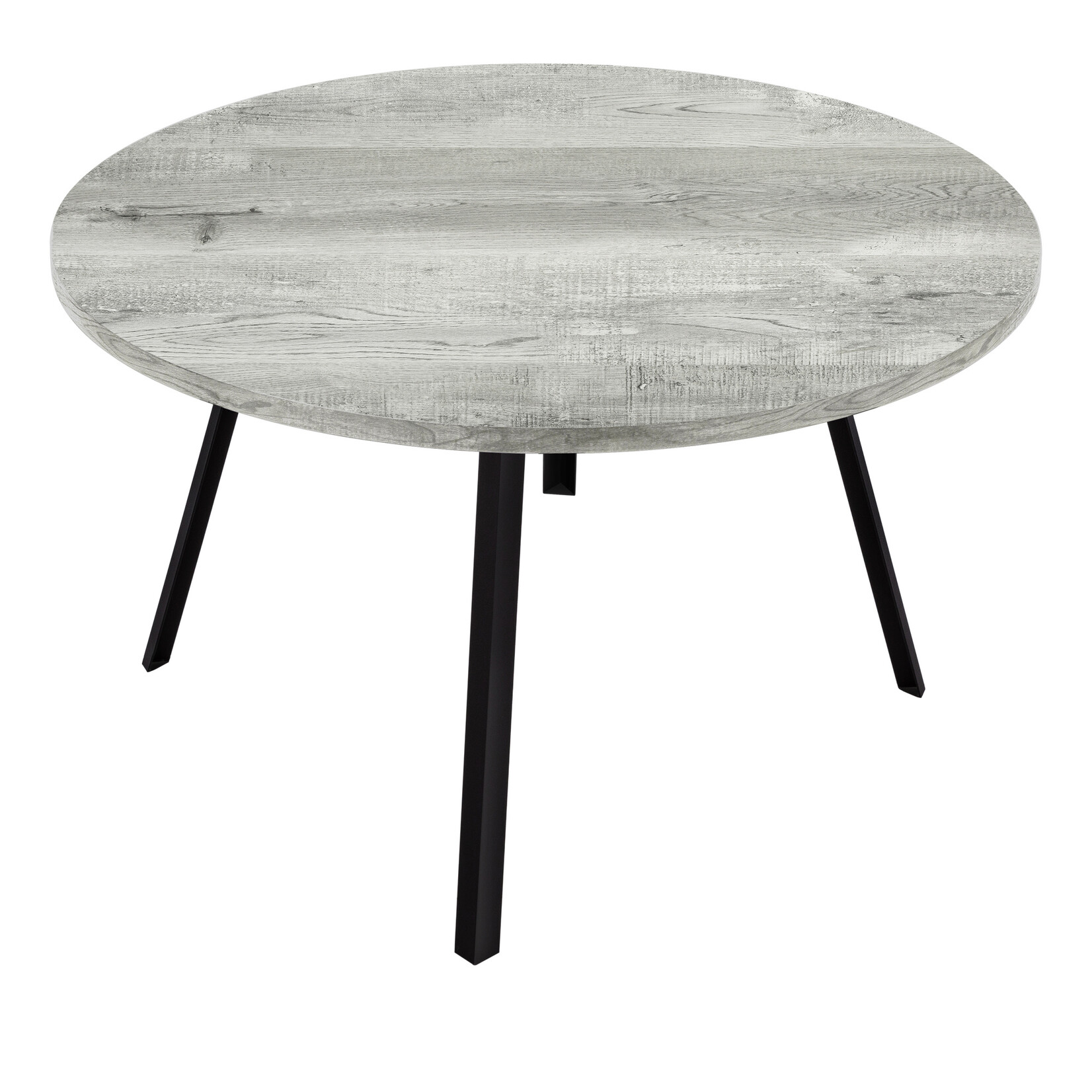 DINING TABLE - 48"DIA/ GREY RECLAIMED WOOD / BLACK METAL