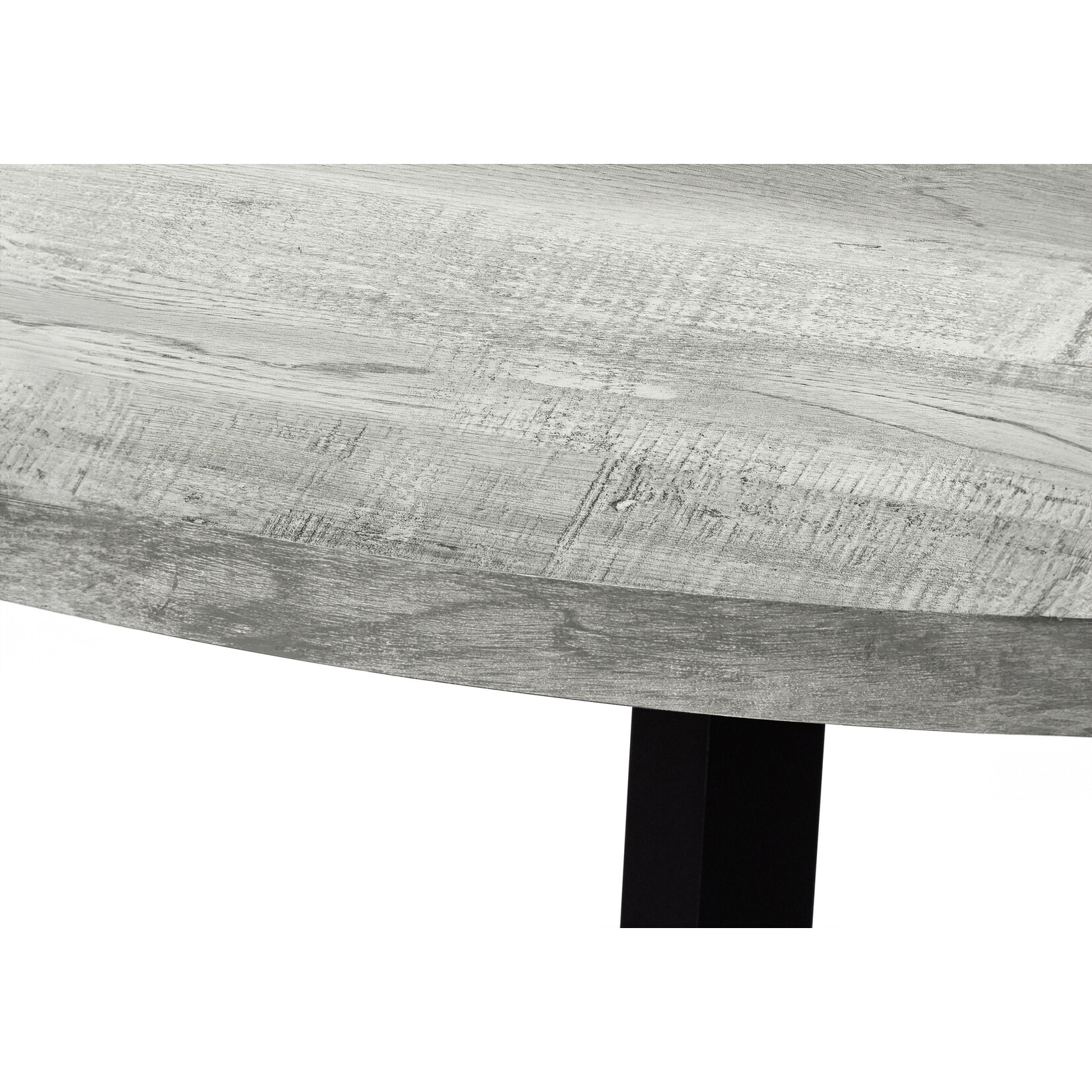 DINING TABLE - 48"DIA/ GREY RECLAIMED WOOD / BLACK METAL