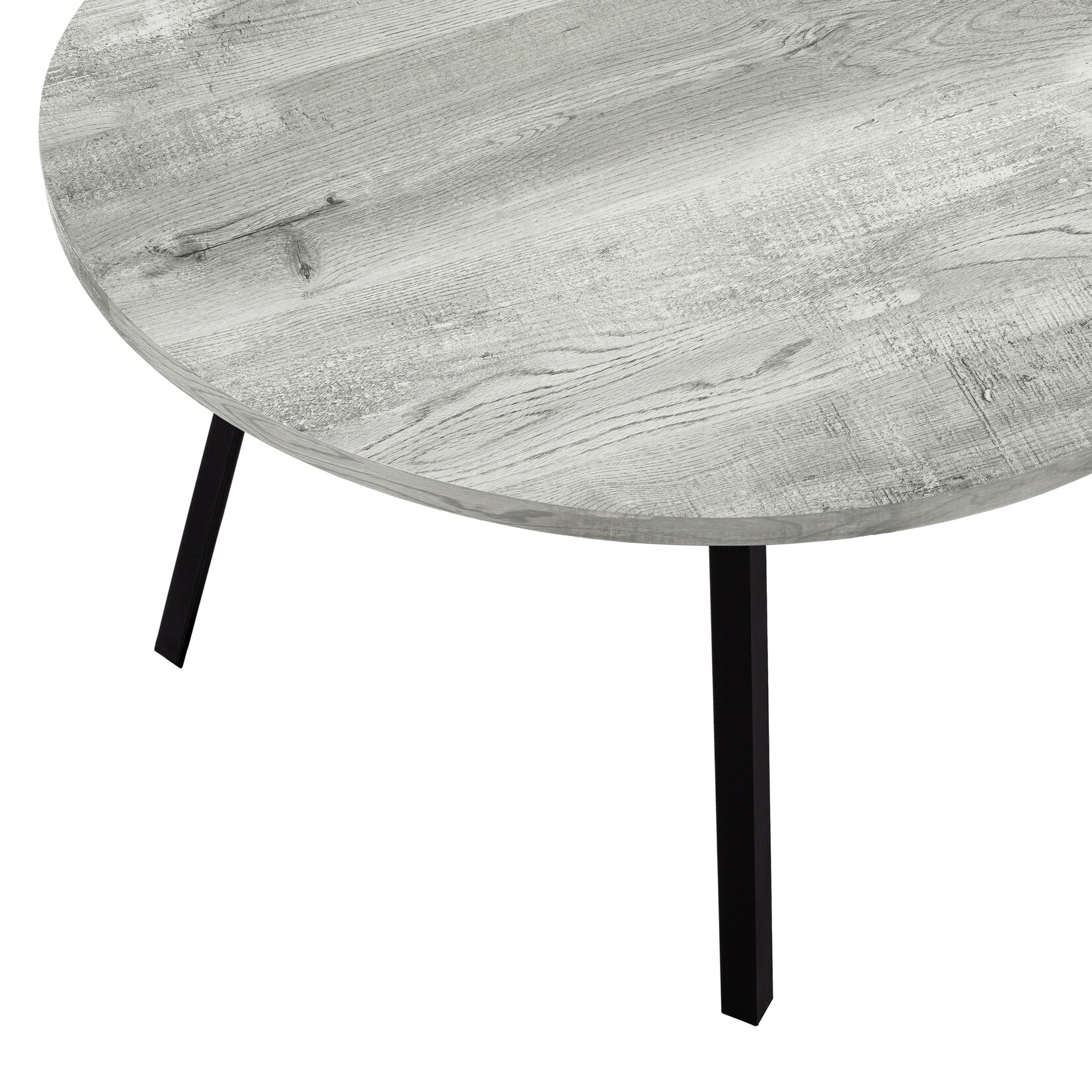 DINING TABLE - 48"DIA/ GREY RECLAIMED WOOD / BLACK METAL