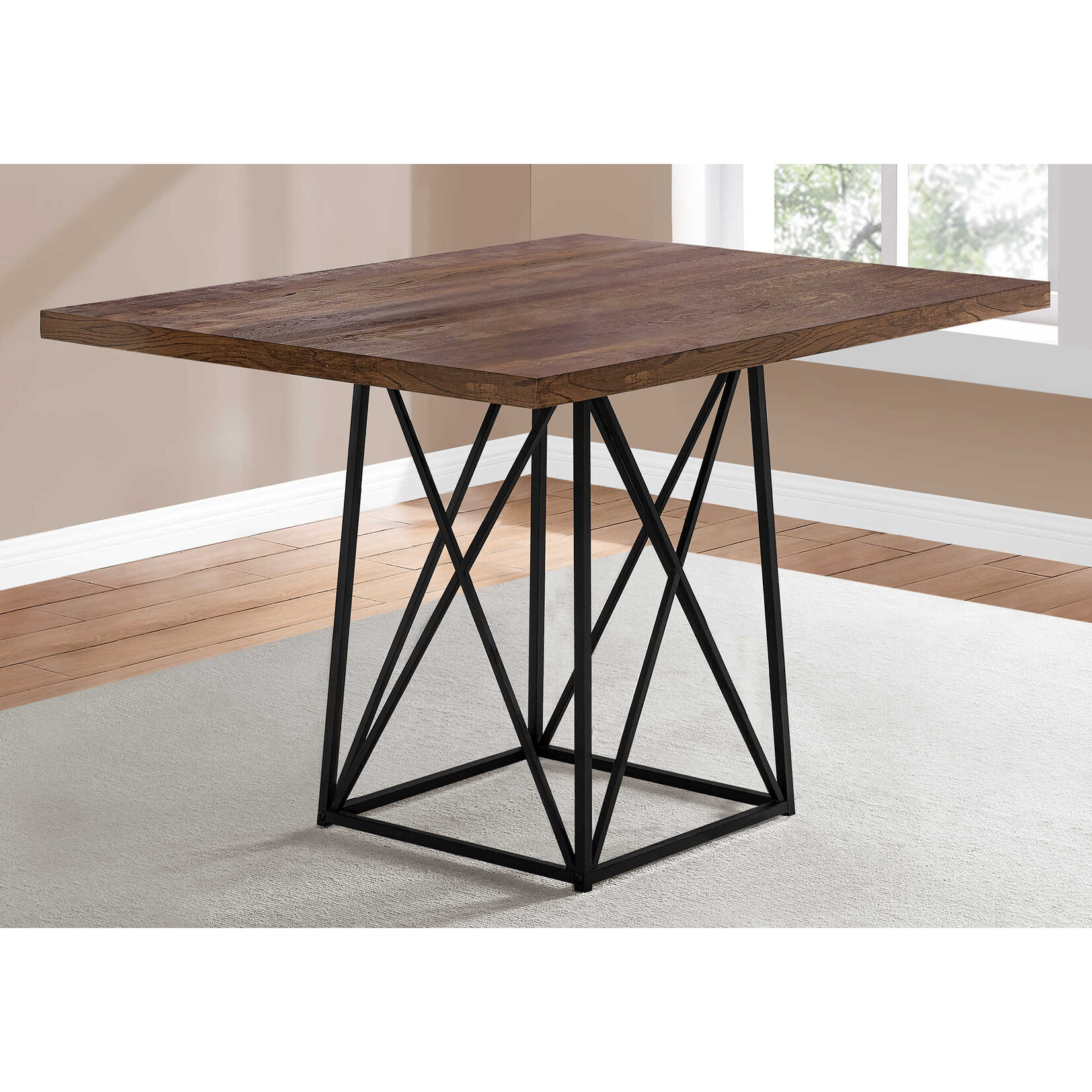 TABLE A MANGER - 36"X 48" / FAUX BOIS BRUN / METAL NOIR ITEM # I 1107