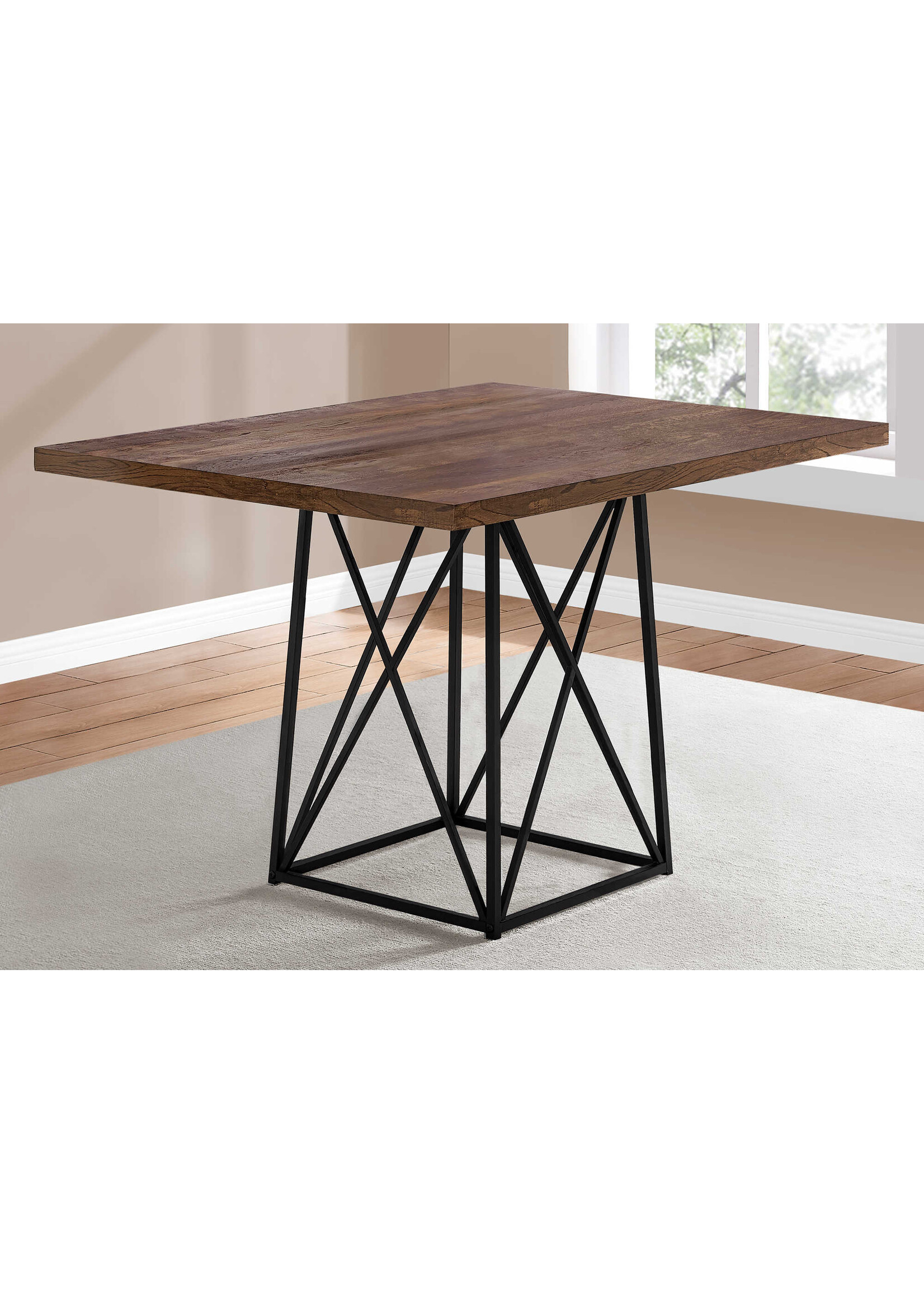 TABLE A MANGER - 36"X 48" / FAUX BOIS BRUN / METAL NOIR ITEM # I 1107