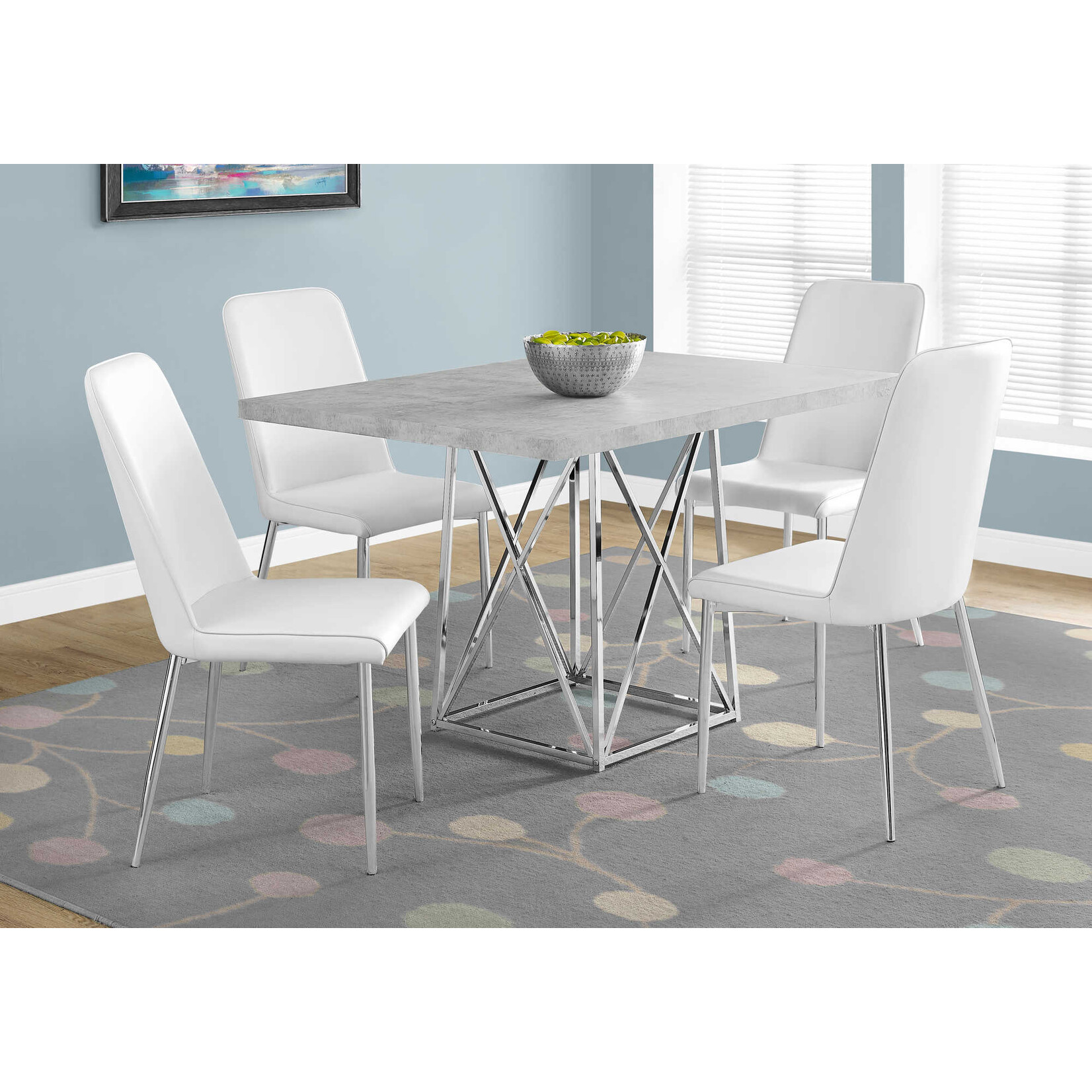 TABLE A MANGER - 36"X 48" / GRIS CIMENTE / METAL CHROME