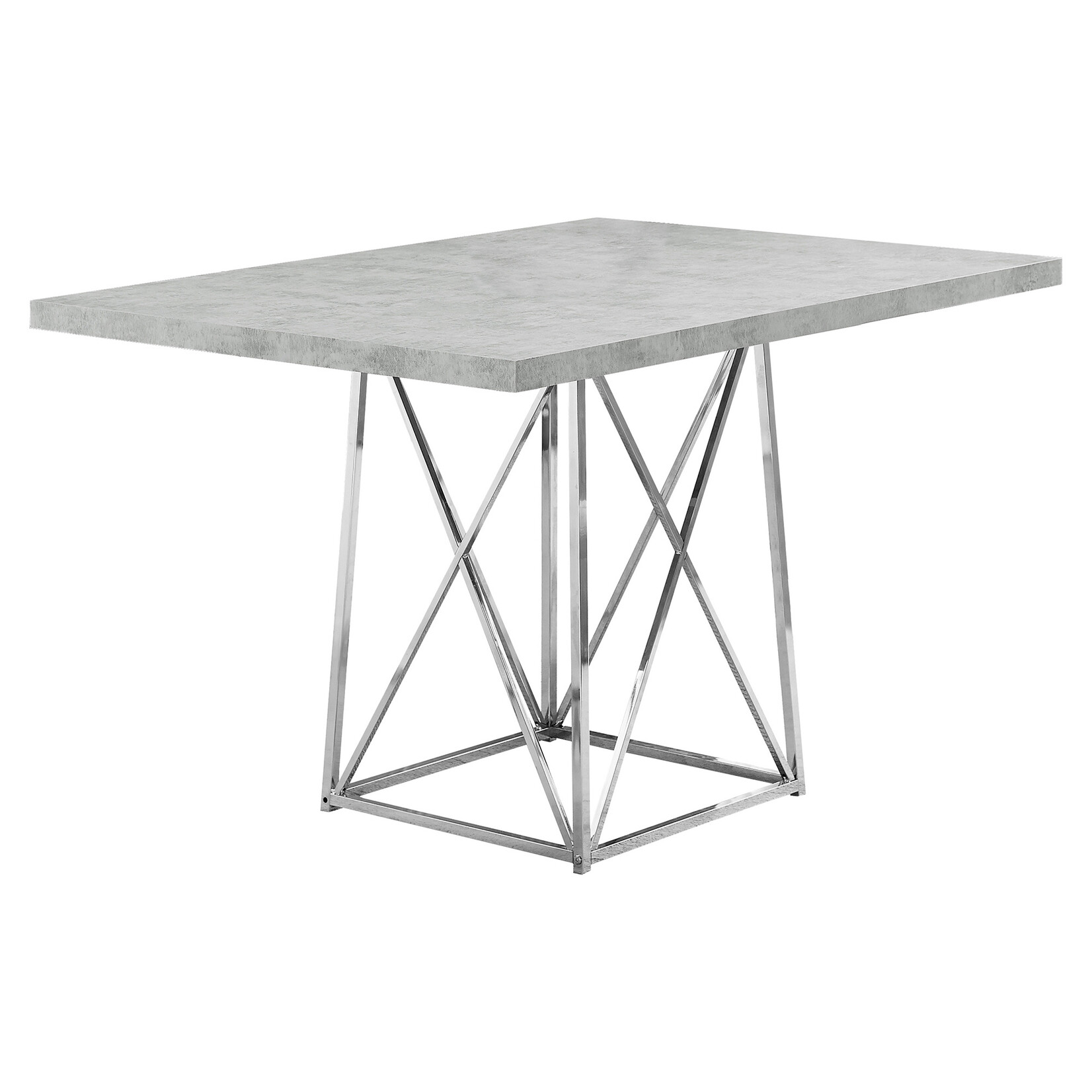DINING TABLE - 36"X 48" / GREY CEMENT / CHROME METAL
