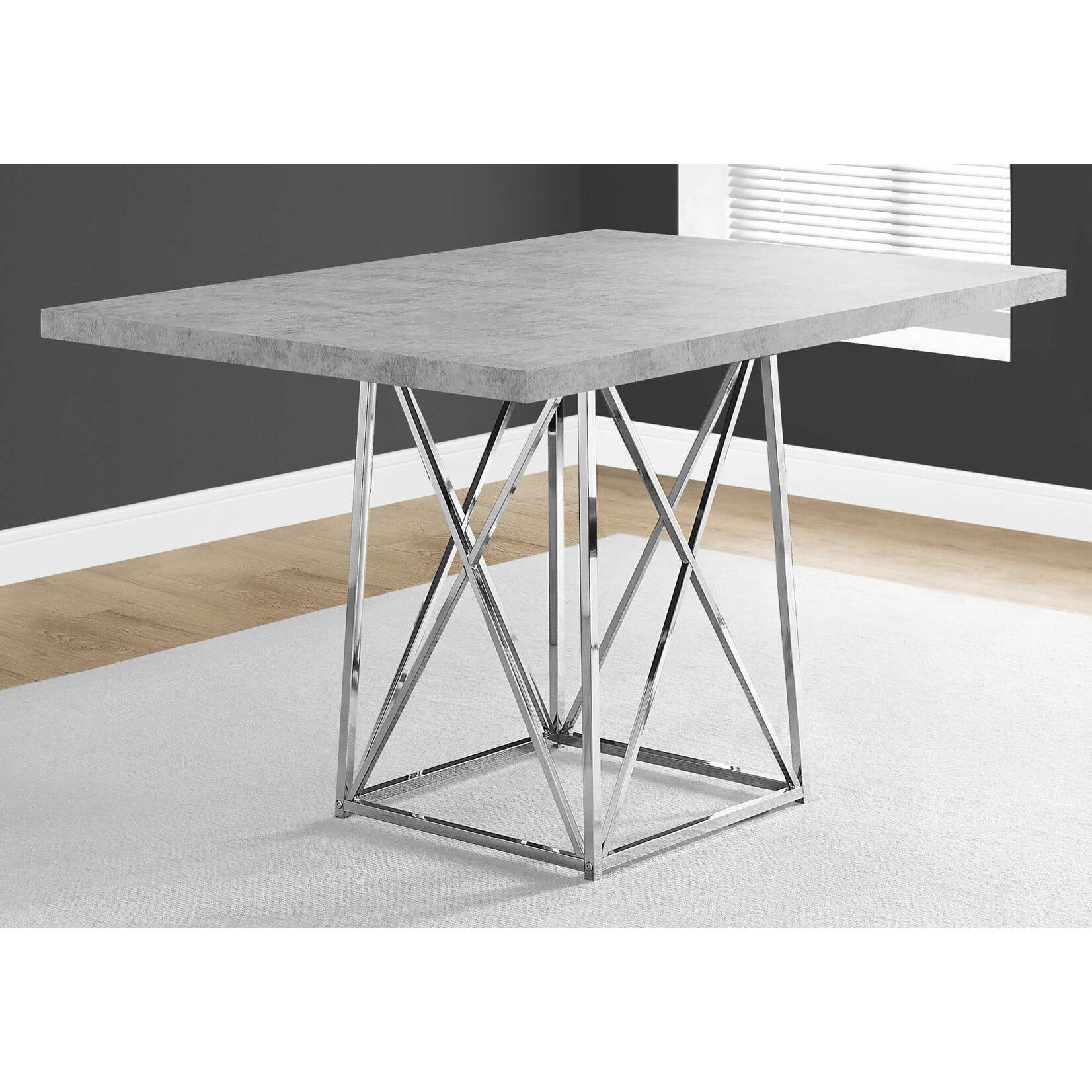 TABLE A MANGER - 36"X 48" / GRIS CIMENTE / METAL CHROME