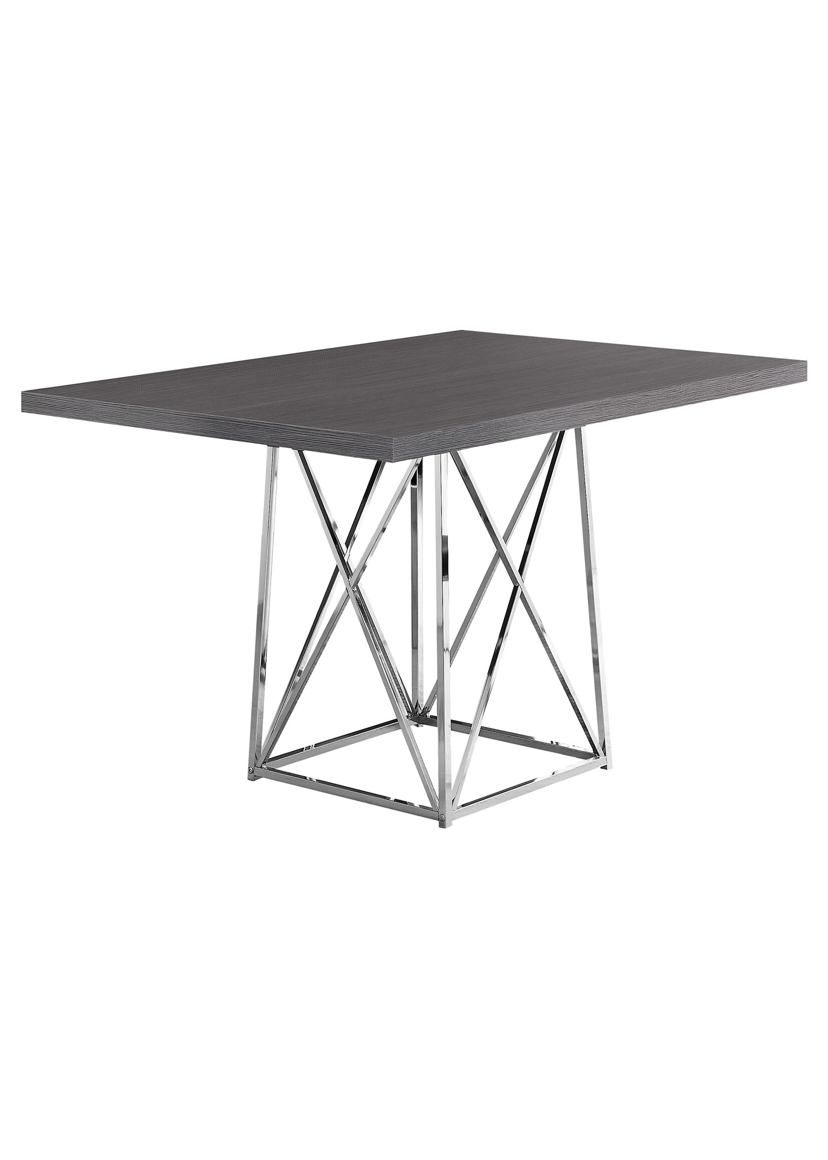 DINING TABLE - 36"X 48" / GREY / CHROME METAL