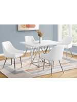DINING TABLE - 36"X 48" / WHITE GLOSSY / CHROME METAL