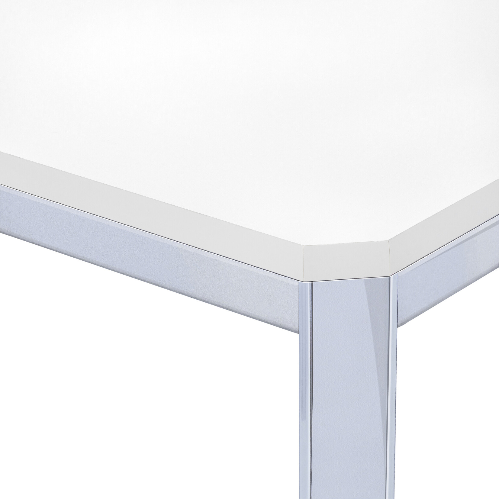 TABLE A MANGER - 32"X 48" / BLANC / METAL CHROME