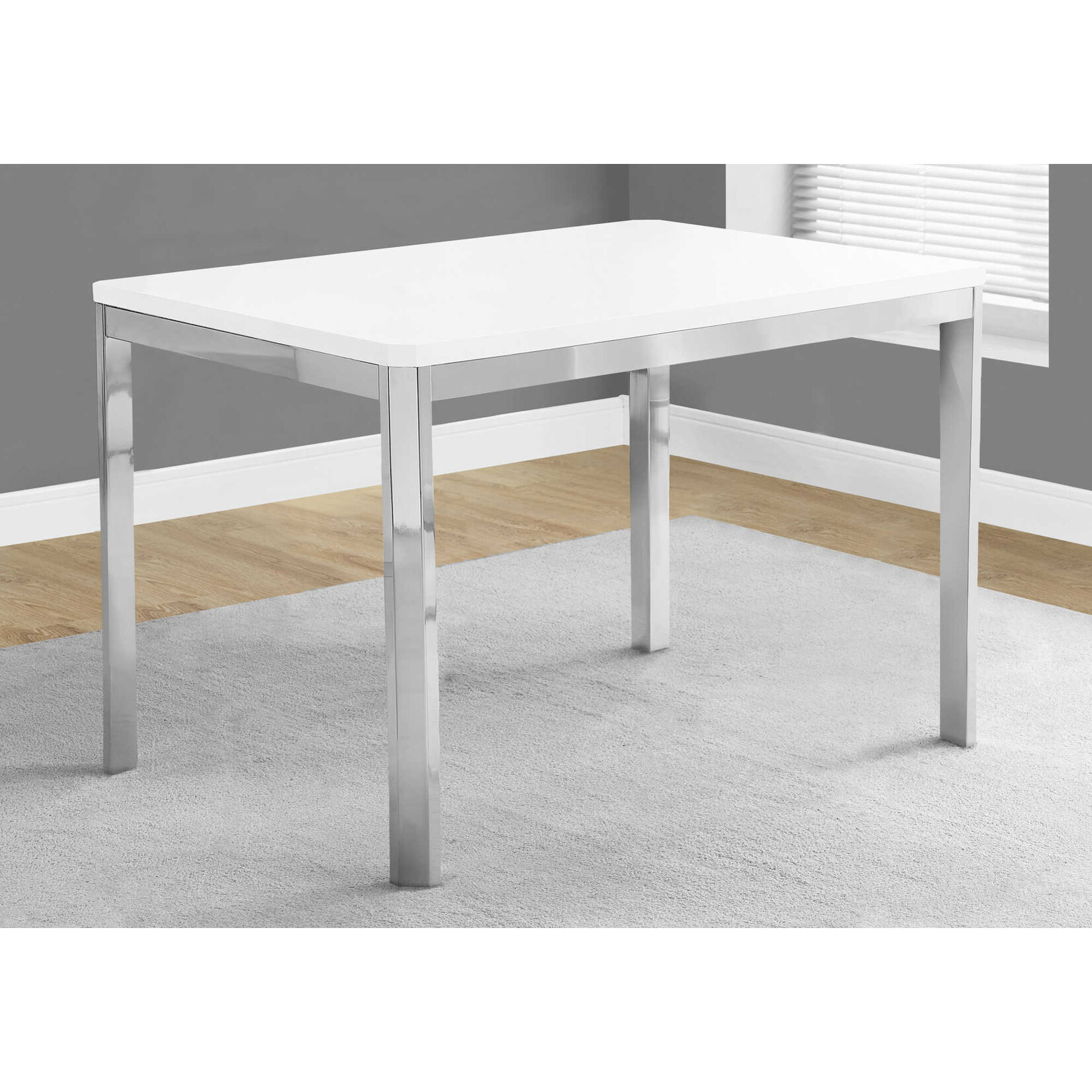 TABLE A MANGER - 32"X 48" / BLANC / METAL CHROME