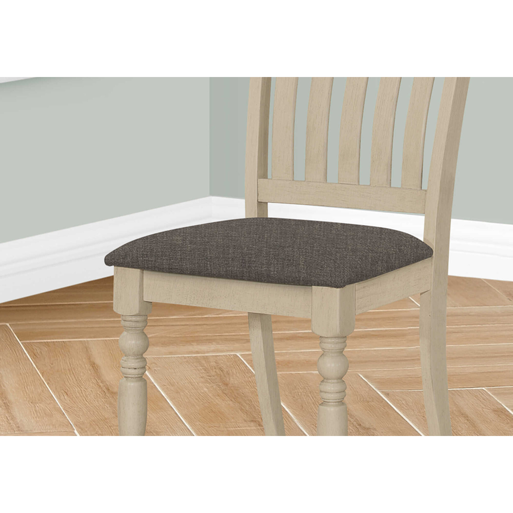 DINING CHAIR - 2PCS / 39"H ANTIQUE GREY / GREY FABRIC