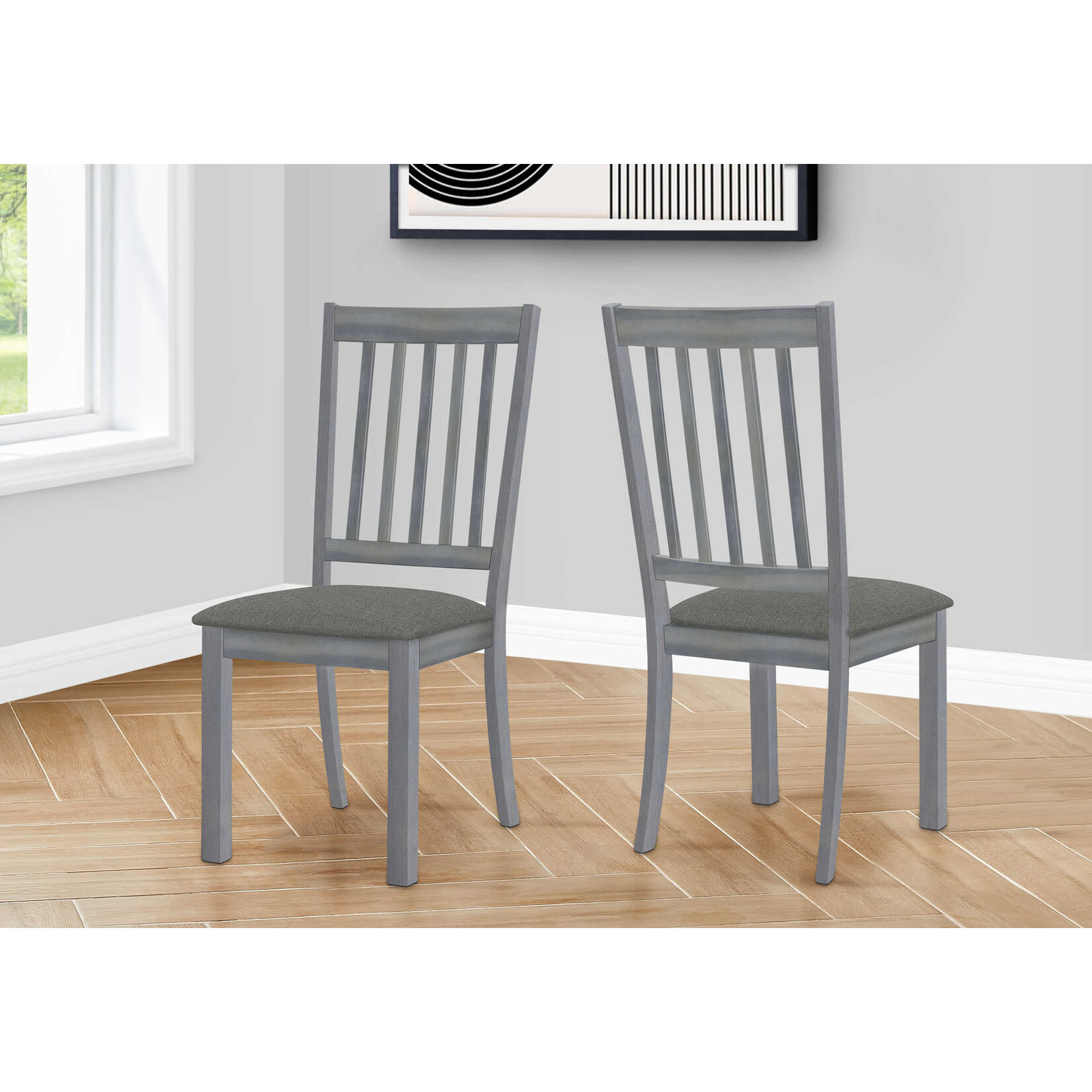 CHAISE - 2PCS - 40"H / GRIS / SIEGE TISSU GRIS FONCE