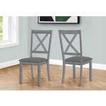 DINING CHAIR - 2PCS / 40"H WASHED GREY / DARK GREY FABRIC