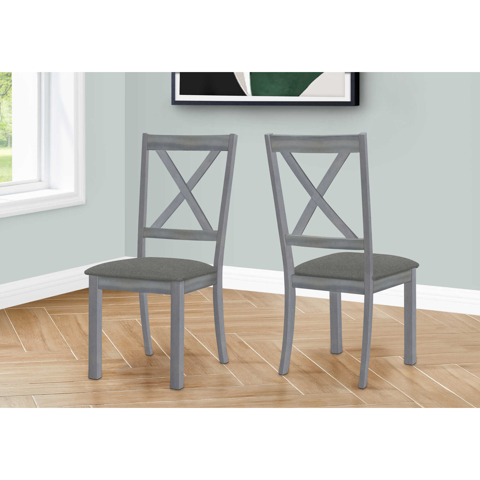 CHAISE - 2PCS - 40"H / GRIS / SIEGE TISSU GRIS FONCE