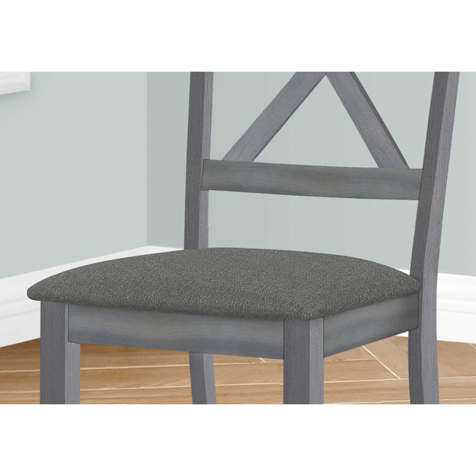DINING CHAIR - 2PCS / 40"H WASHED GREY / DARK GREY FABRIC