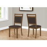 DINING CHAIR - 2PCS / 40"H BROWN WALNUT / DARK BROWN PU