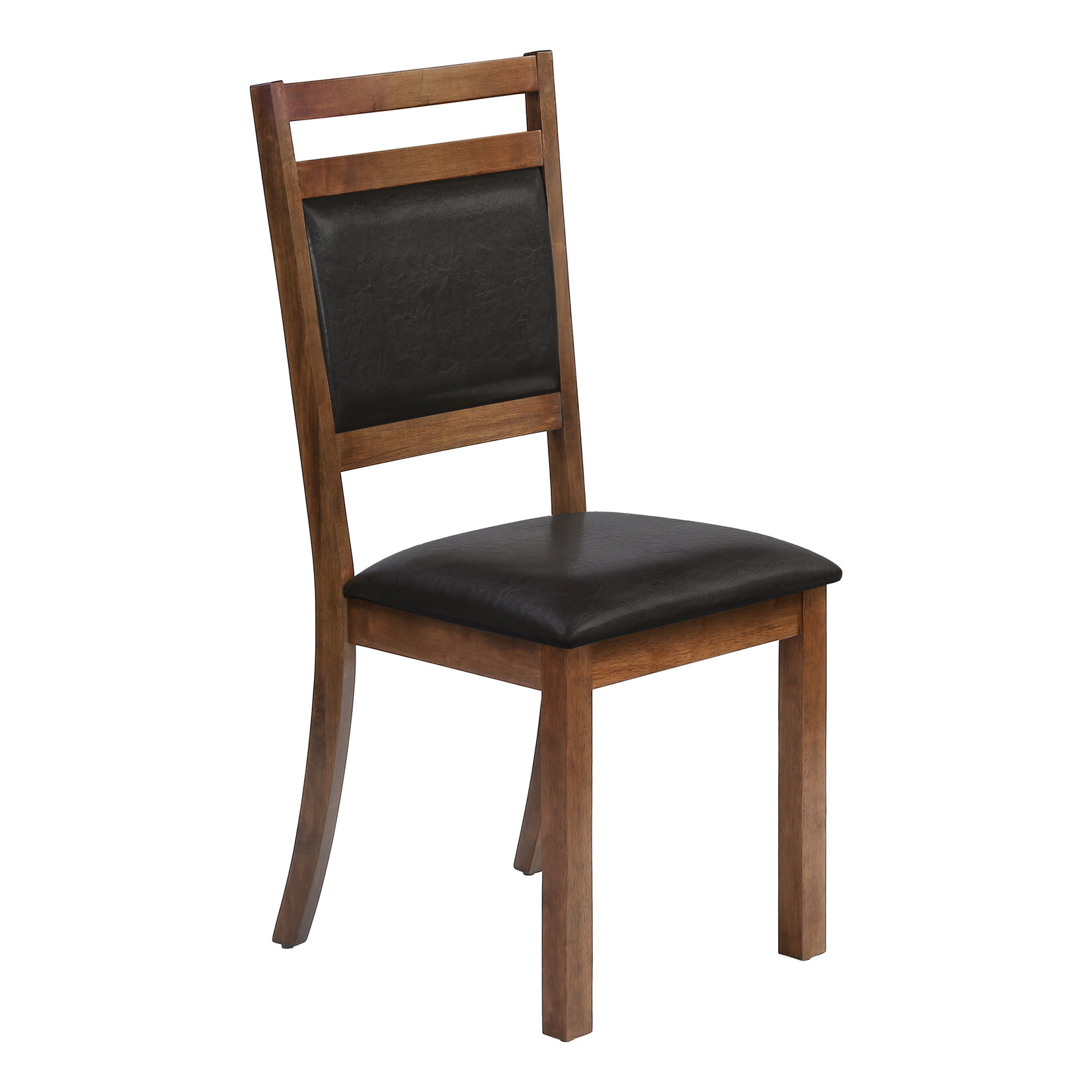 DINING CHAIR - 2PCS / 40"H BROWN WALNUT / DARK BROWN PU