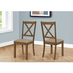 DINING CHAIR - 2PCS / 40"H BROWN WALNUT / BEIGE FABRIC