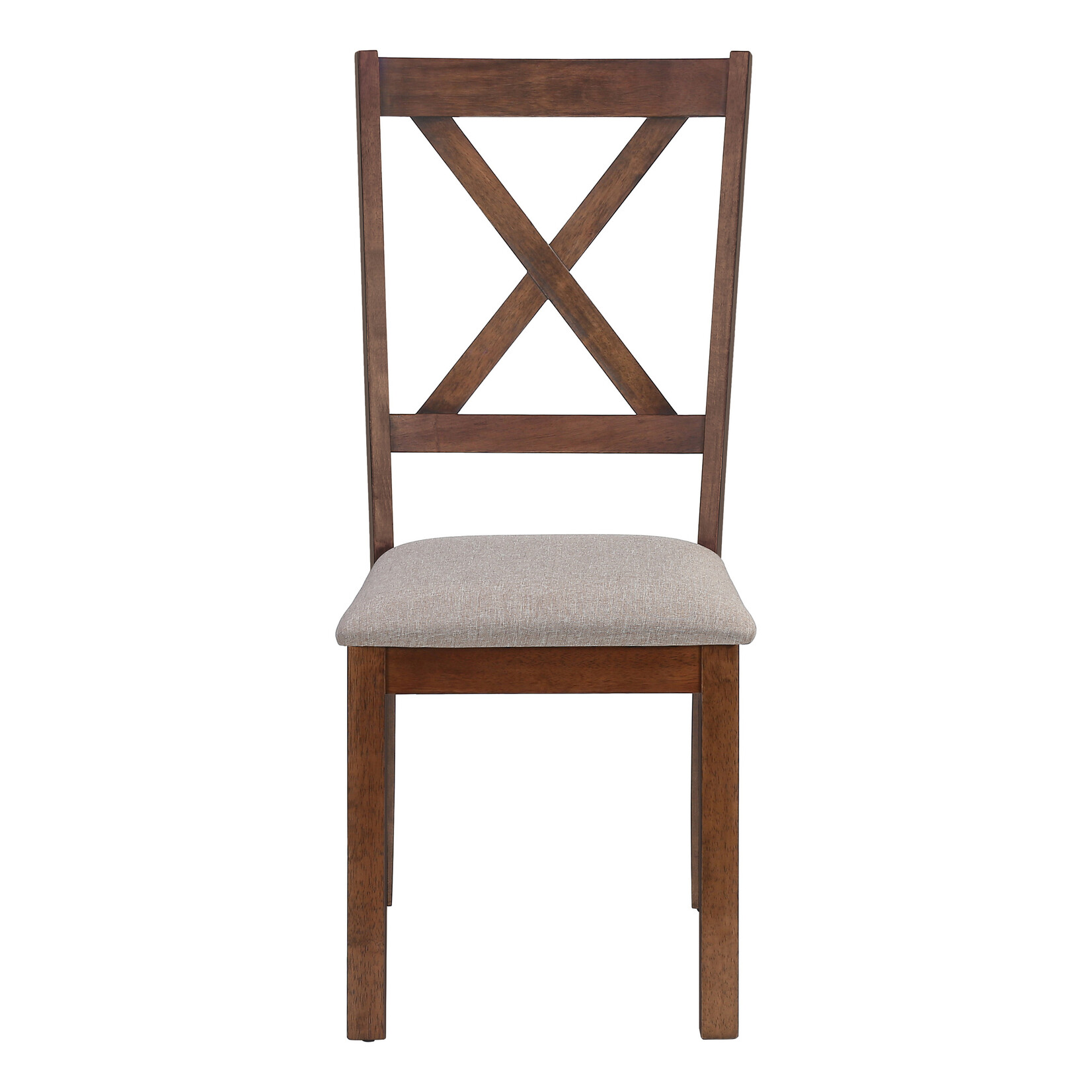 DINING CHAIR - 2PCS / 40"H BROWN WALNUT / BEIGE FABRIC