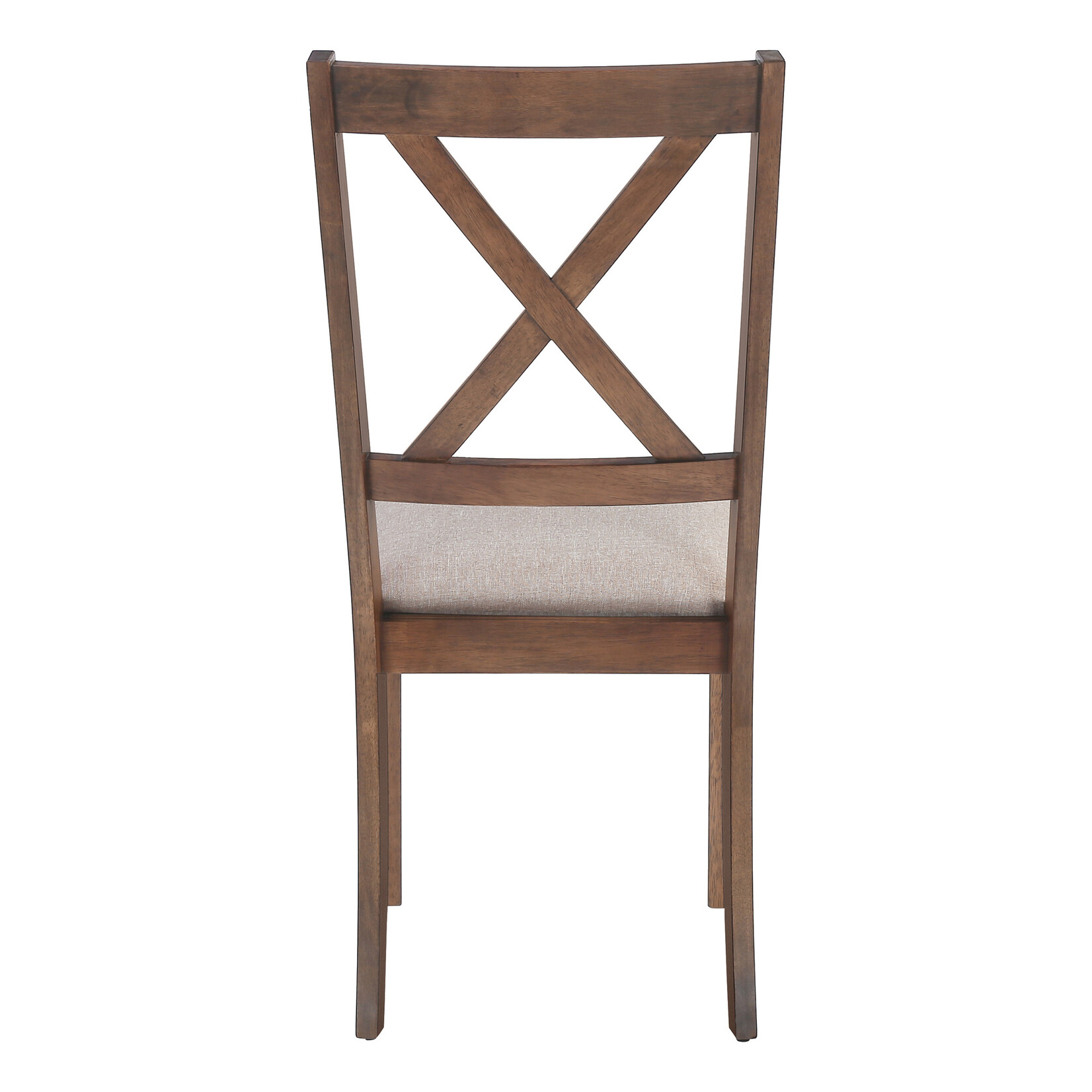 DINING CHAIR - 2PCS / 40"H BROWN WALNUT / BEIGE FABRIC