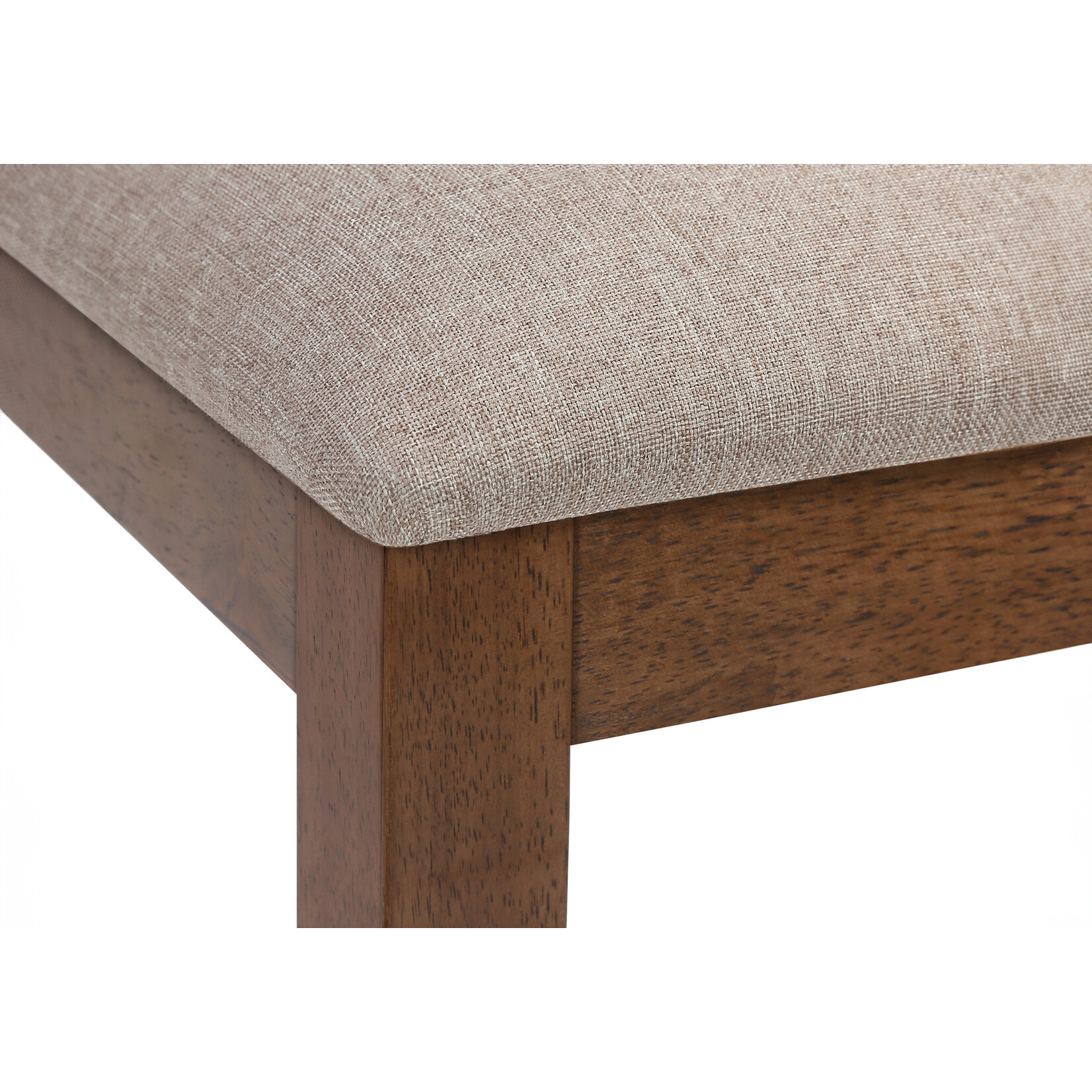 DINING CHAIR - 2PCS / 40"H BROWN WALNUT / BEIGE FABRIC