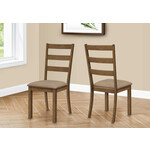 DINING CHAIR - 2PCS / 40"H BROWN WALNUT / BEIGE FABRIC