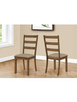 DINING CHAIR - 2PCS / 40"H BROWN WALNUT / BEIGE FABRIC