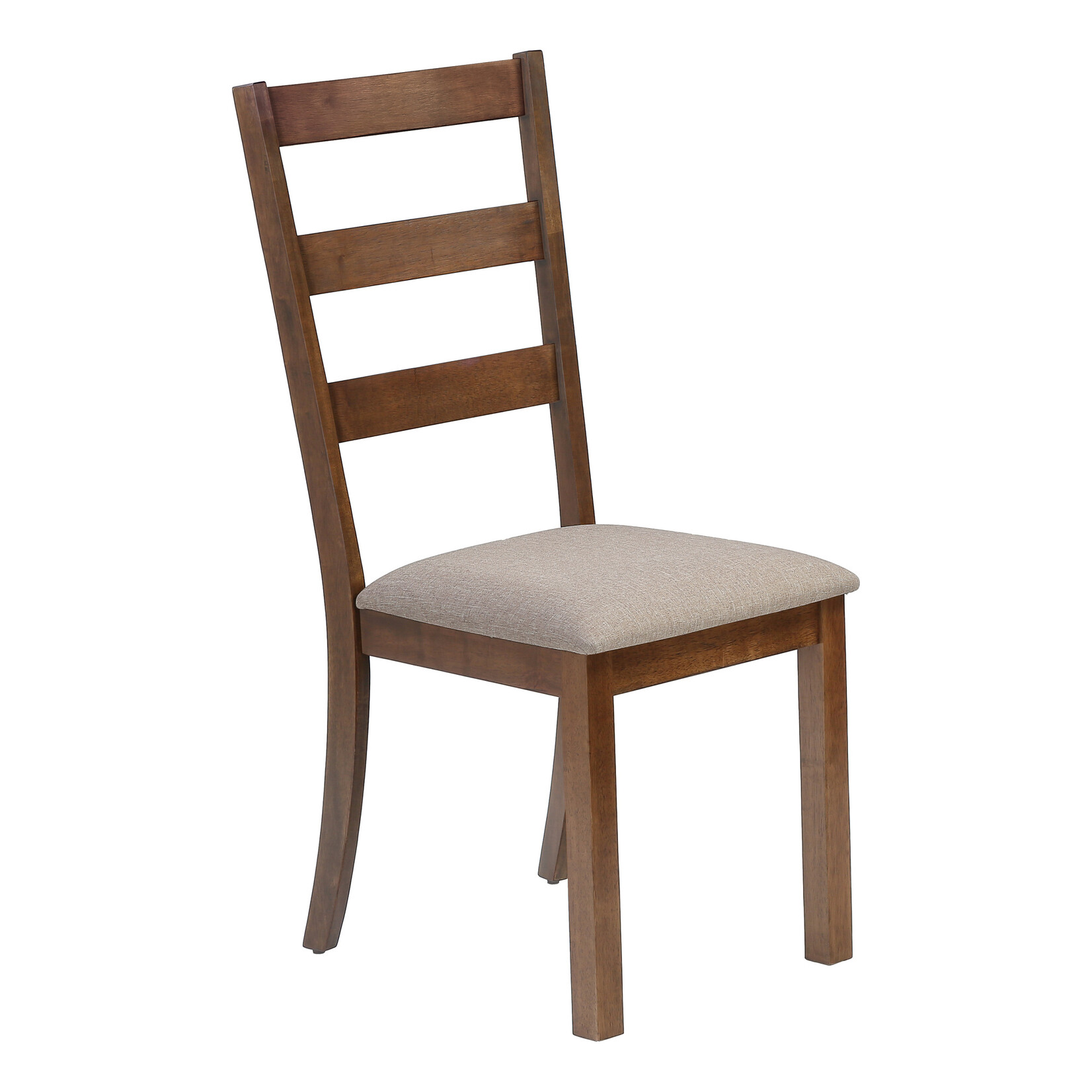 DINING CHAIR - 2PCS / 40"H BROWN WALNUT / BEIGE FABRIC